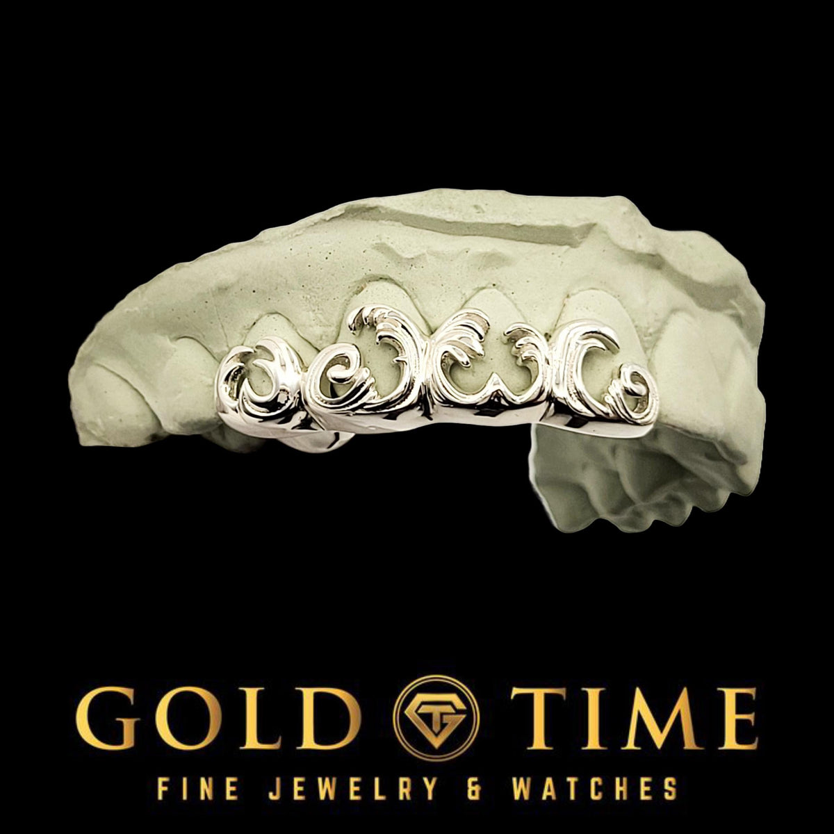 4-Piece Custom Grillz with 3D Wave Design  Silver or Gold Teeth Set  Handmade & Customizable with Impression Kit Included