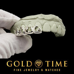 4-Piece Custom Grillz with 3D Wave Design  Silver or Gold Teeth Set  Handmade & Customizable with Impression Kit Included