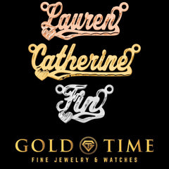 Personalized Diamond-Cut Name Pendant with Heart: Sterling Silver, Gold, or Rose Plated