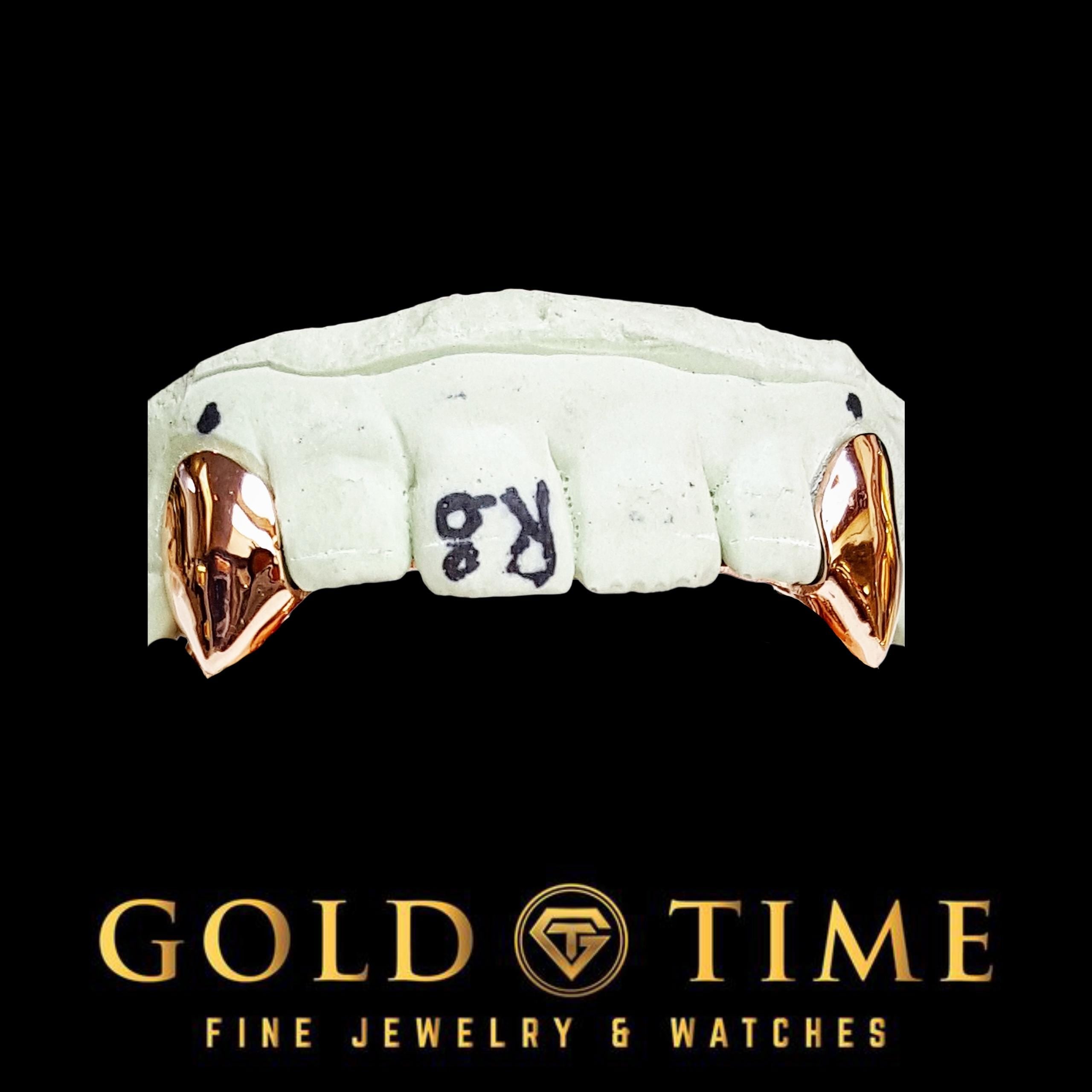 Custom Gold Fangs Grillz  2 Piece Solid Canine Caps - Personalized Handmade Teeth Grill - Gold, Silver, 10K & 14K Options