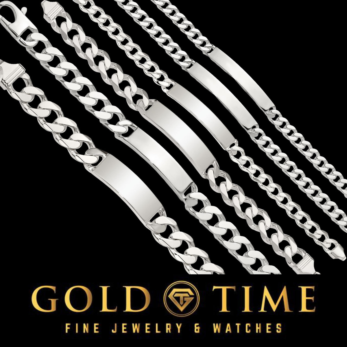 Men's Sterling Silver Curb Link ID Bracelet | Personalized Engraving | Italian-Made Solid Silver | Custom Name Plate Bracelet