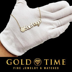 Custom Soccer Ball Name Plate Necklace - Personalized Gothic Font Jewelry - 10k 14k Gold, Silver & Rose Gold - Sports Gift for Players