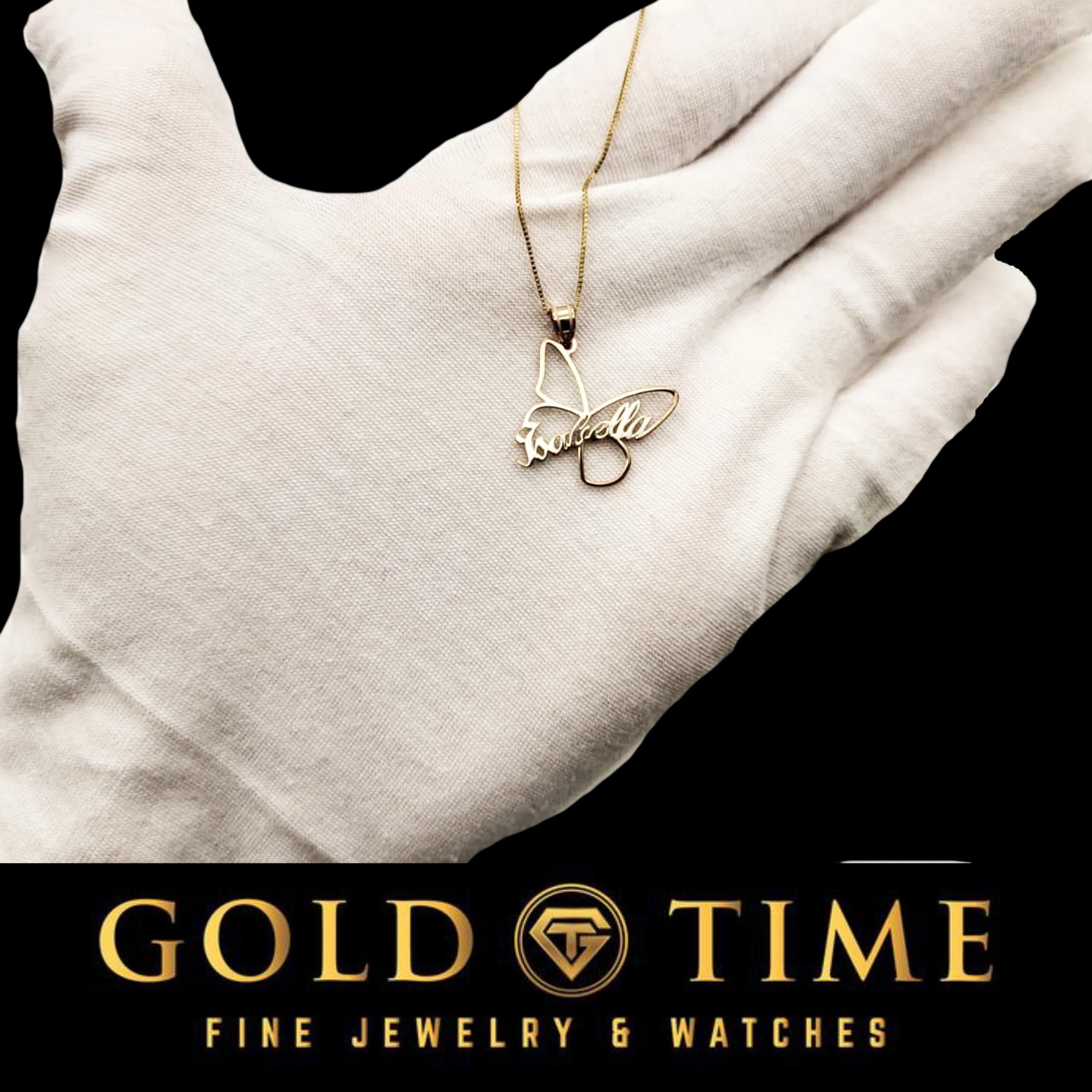 Custom Butterfly Name Pendant: Sterling Silver, Gold Plated, or Solid Gold