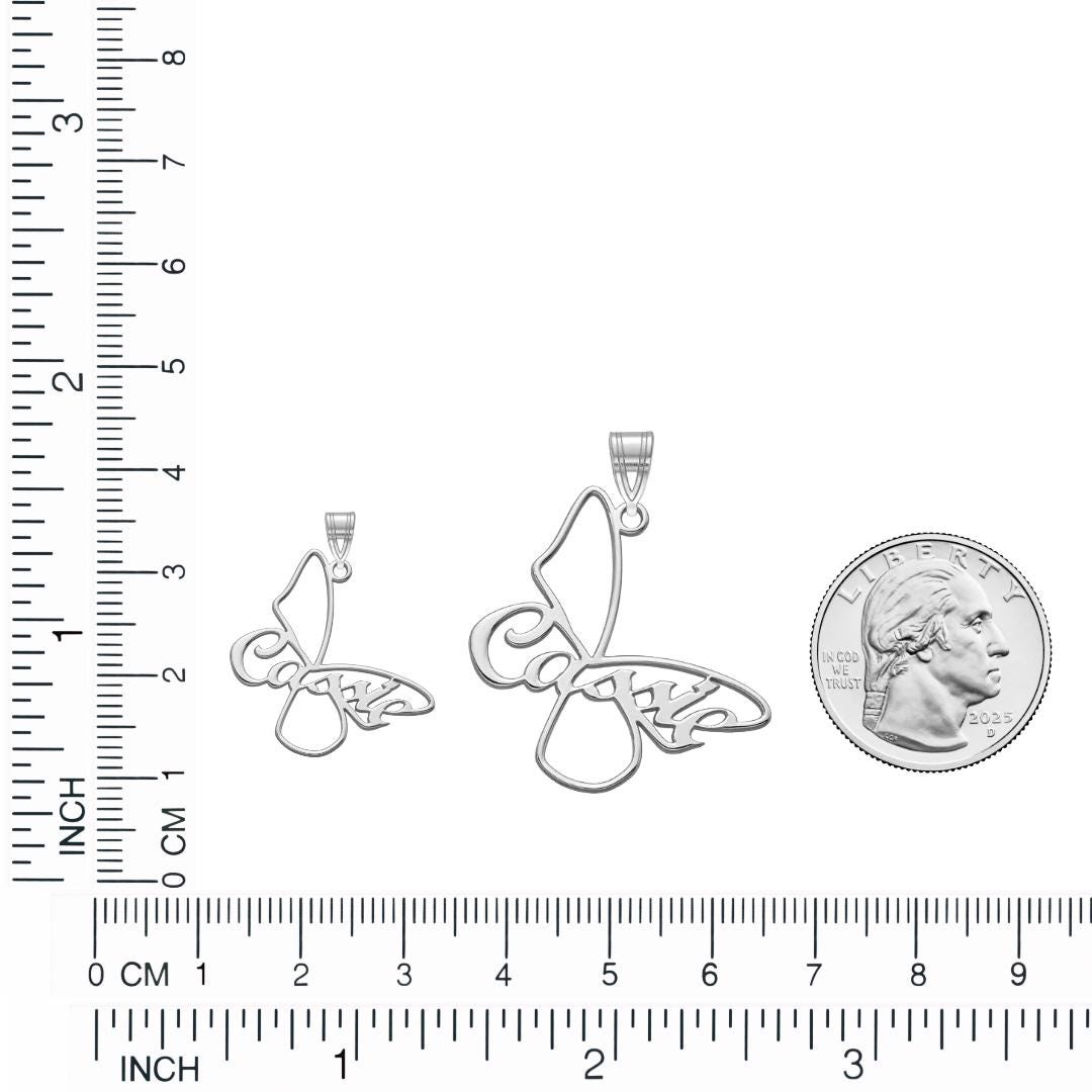 Custom Butterfly Name Pendant: Sterling Silver, Gold Plated, or Solid Gold