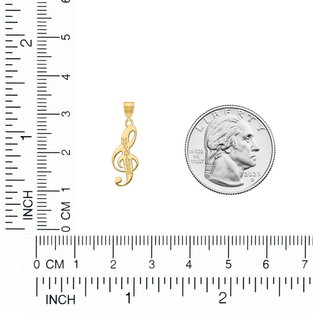 Personalized Treble Clef Necklace: Engraved Sterling Silver Music Pendant