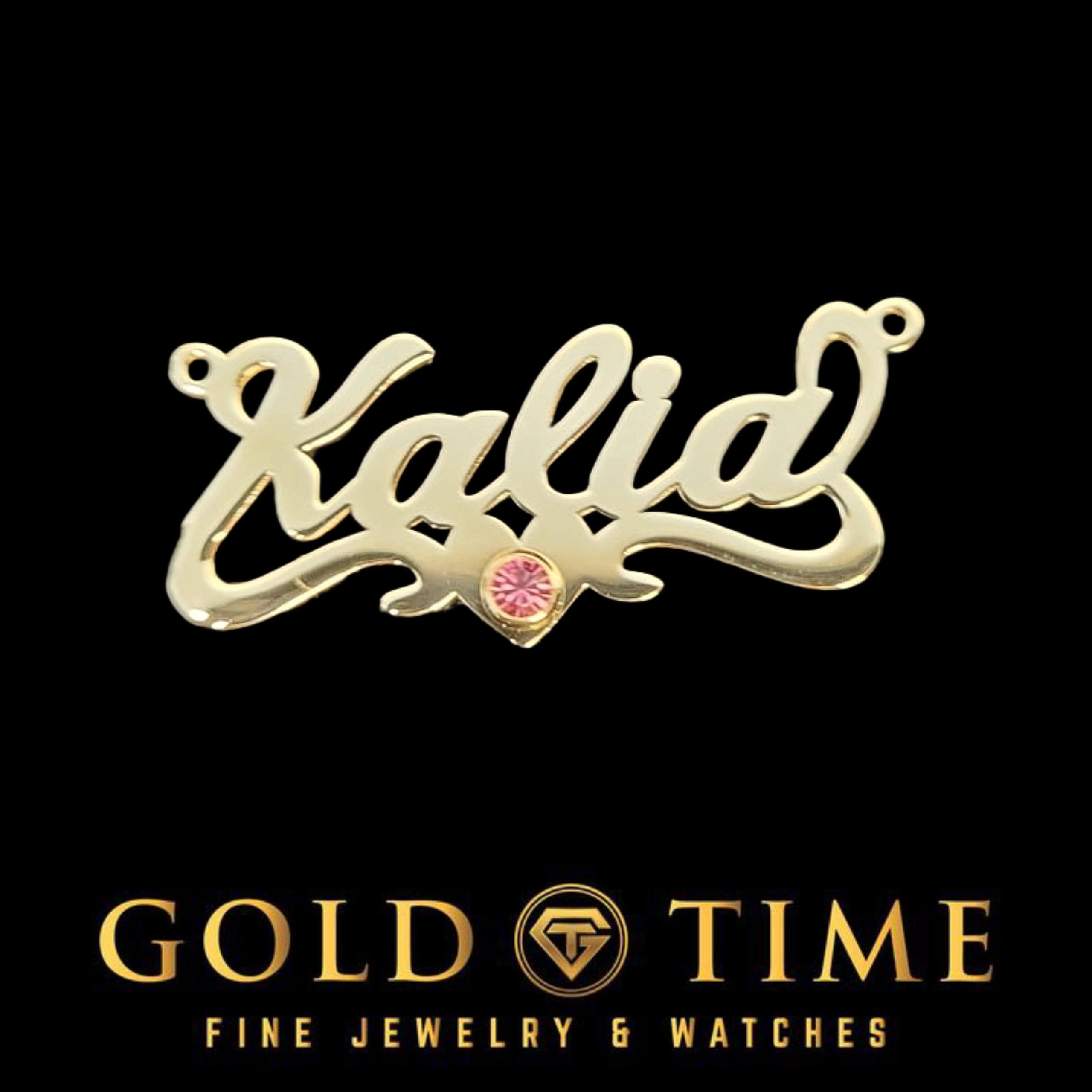 Custom Cursive Name Necklace: Heart & Birthstone, 14K Gold or Sterling Silver