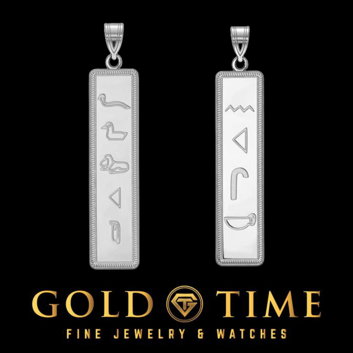 Customizable Egyptian Hieroglyphics Cartouche Pendant: Sterling Silver or Gold