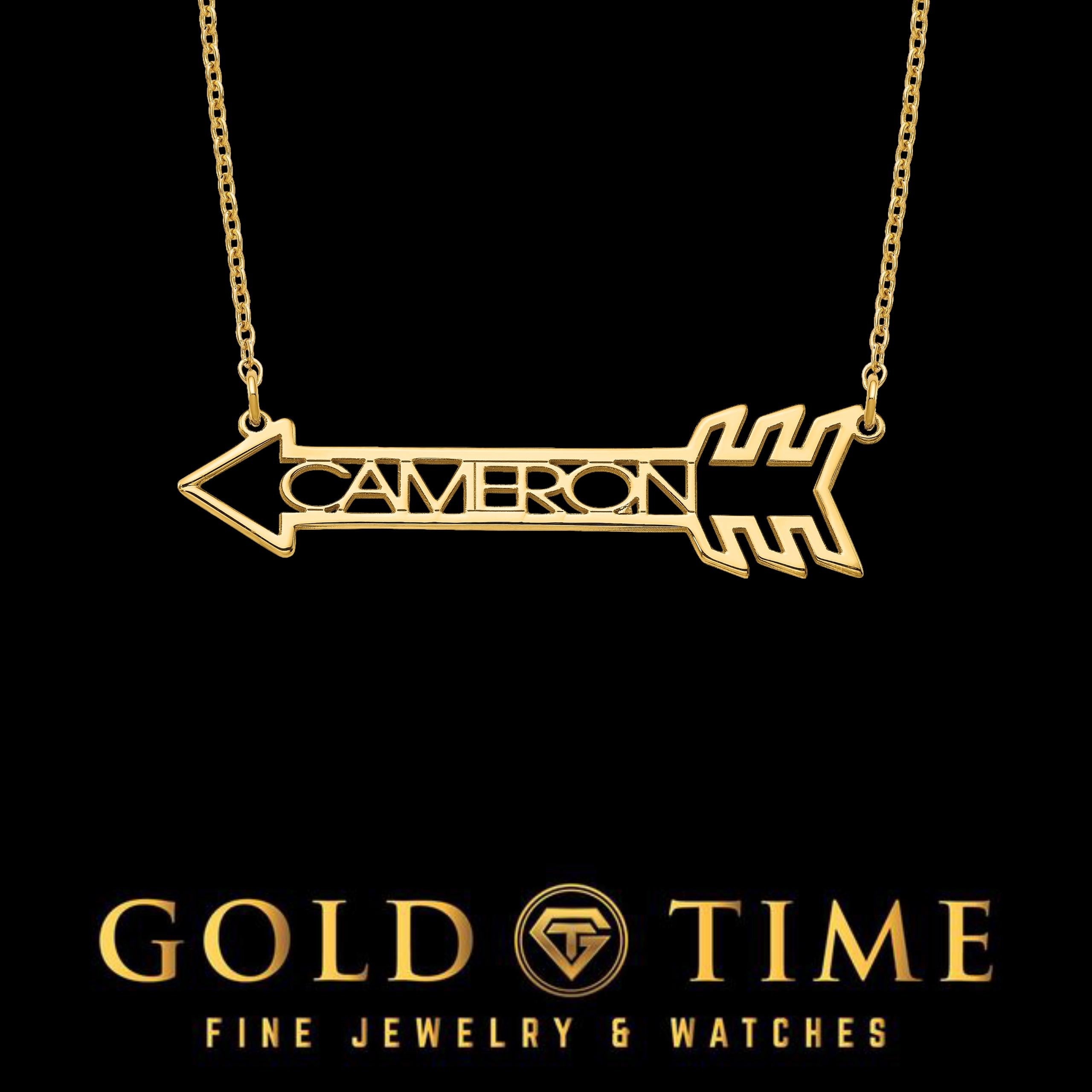 Custom Name Arrow Necklace in Gold or Silver  Personalized Gift for Her, Dainty Arrow Pendant with Name, Made to Order Jewelry