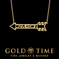 Custom Name Arrow Necklace in Gold or Silver  Personalized Gift for Her, Dainty Arrow Pendant with Name, Made to Order Jewelry
