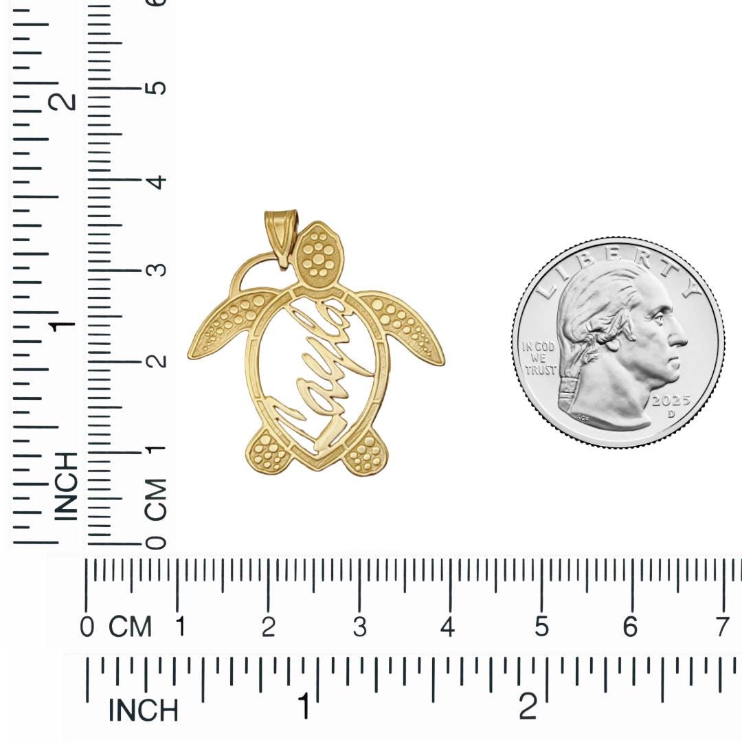 Personalized Sterling Silver or Gold Turtle Pendant: Custom Name Necklace