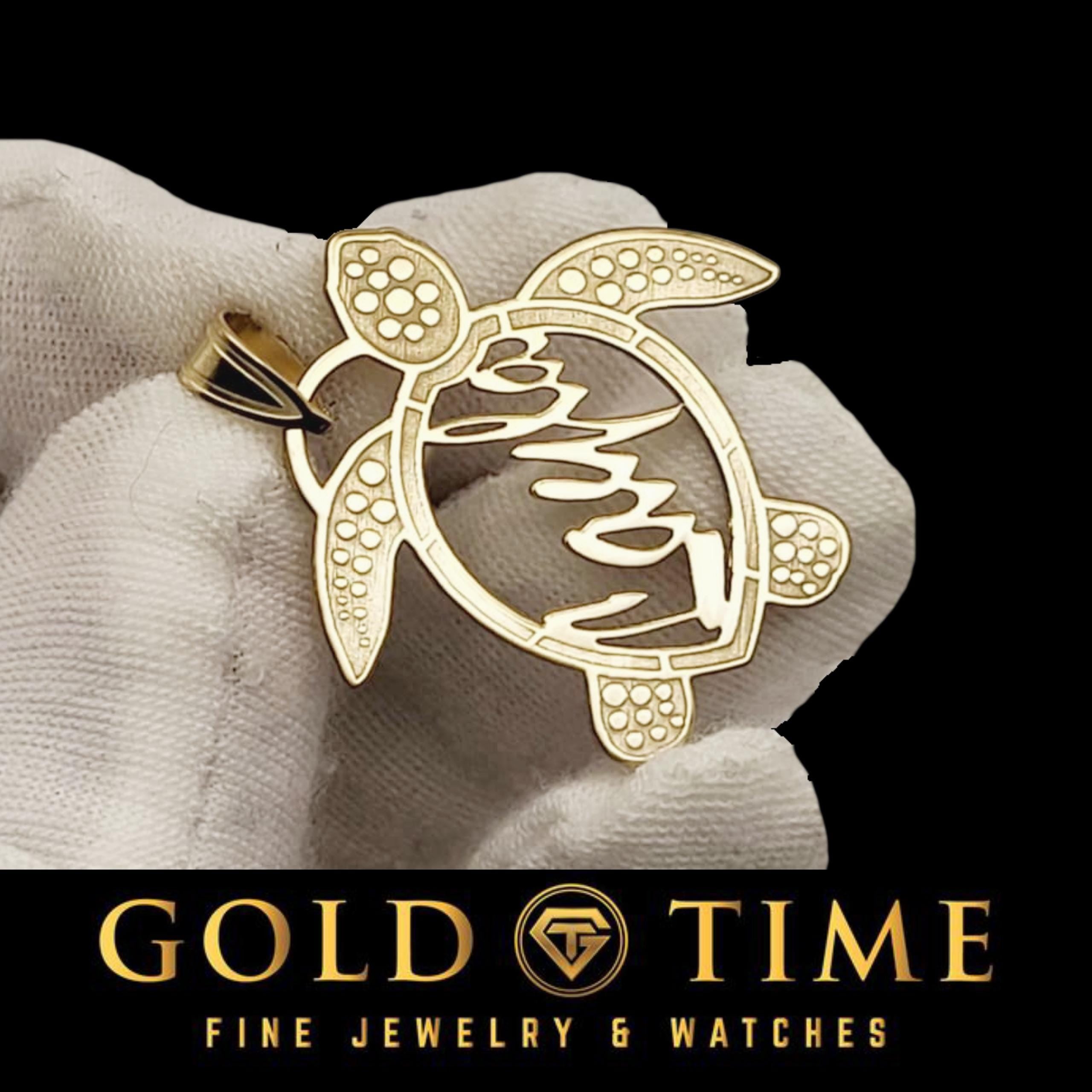 Personalized Sterling Silver or Gold Turtle Pendant: Custom Name Necklace