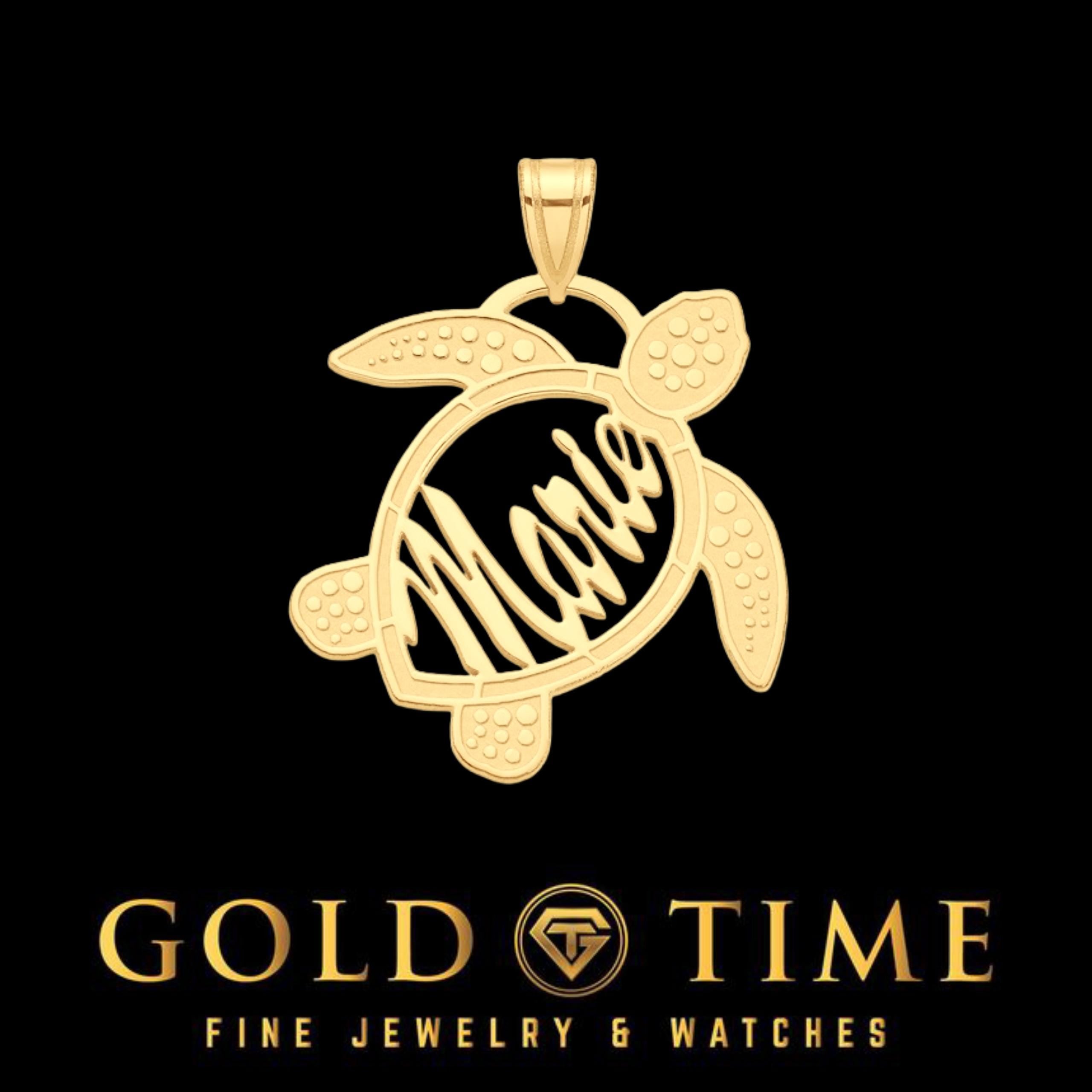 Personalized Sterling Silver or Gold Turtle Pendant: Custom Name Necklace
