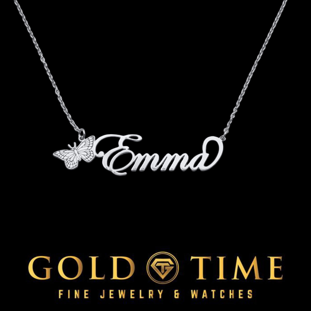 Custom Cursive Butterfly Name Necklace: Sterling Silver, Gold, Handmade