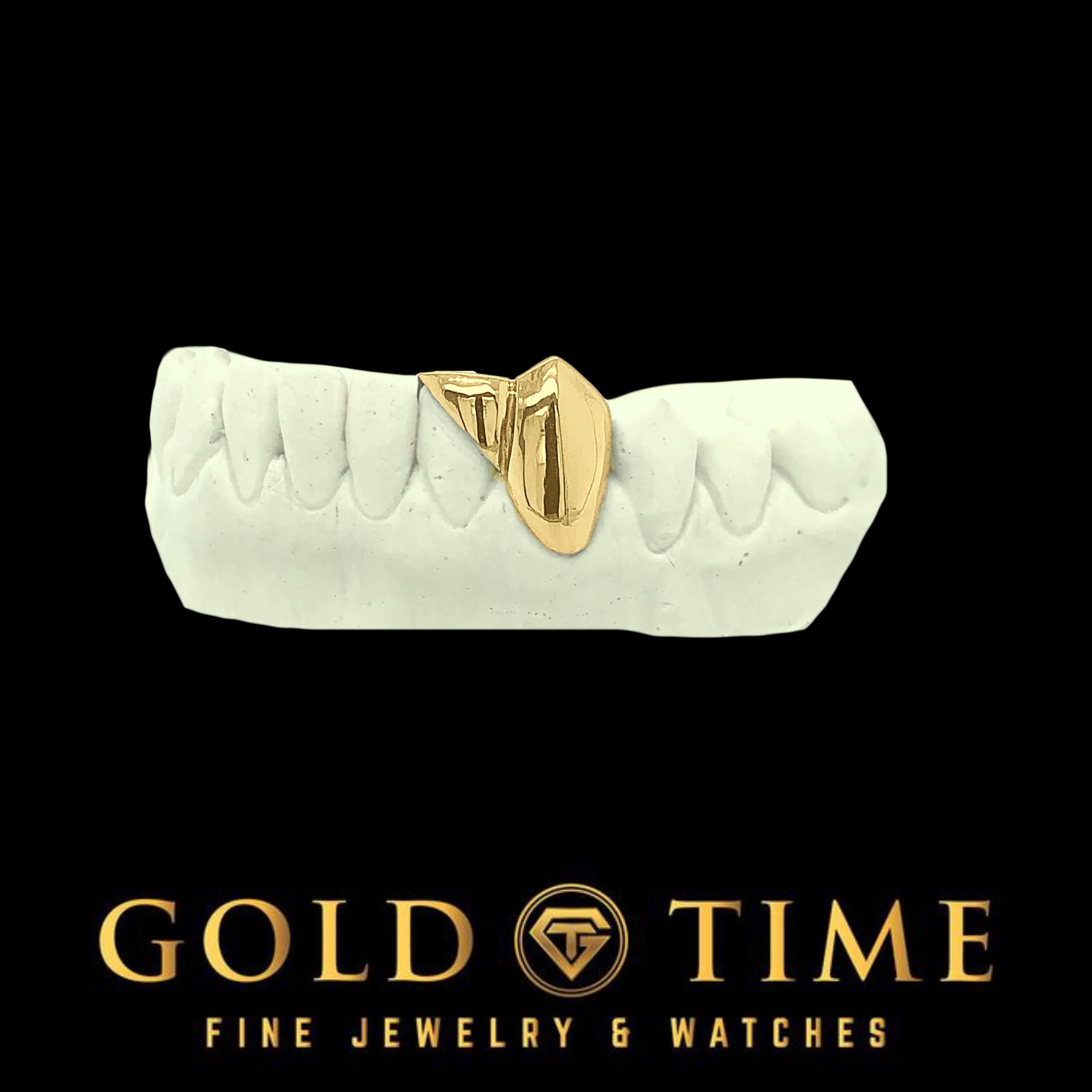 Custom Fang & Diagonal Incisor Grillz: Handmade Gold or Silver with Impression Kit