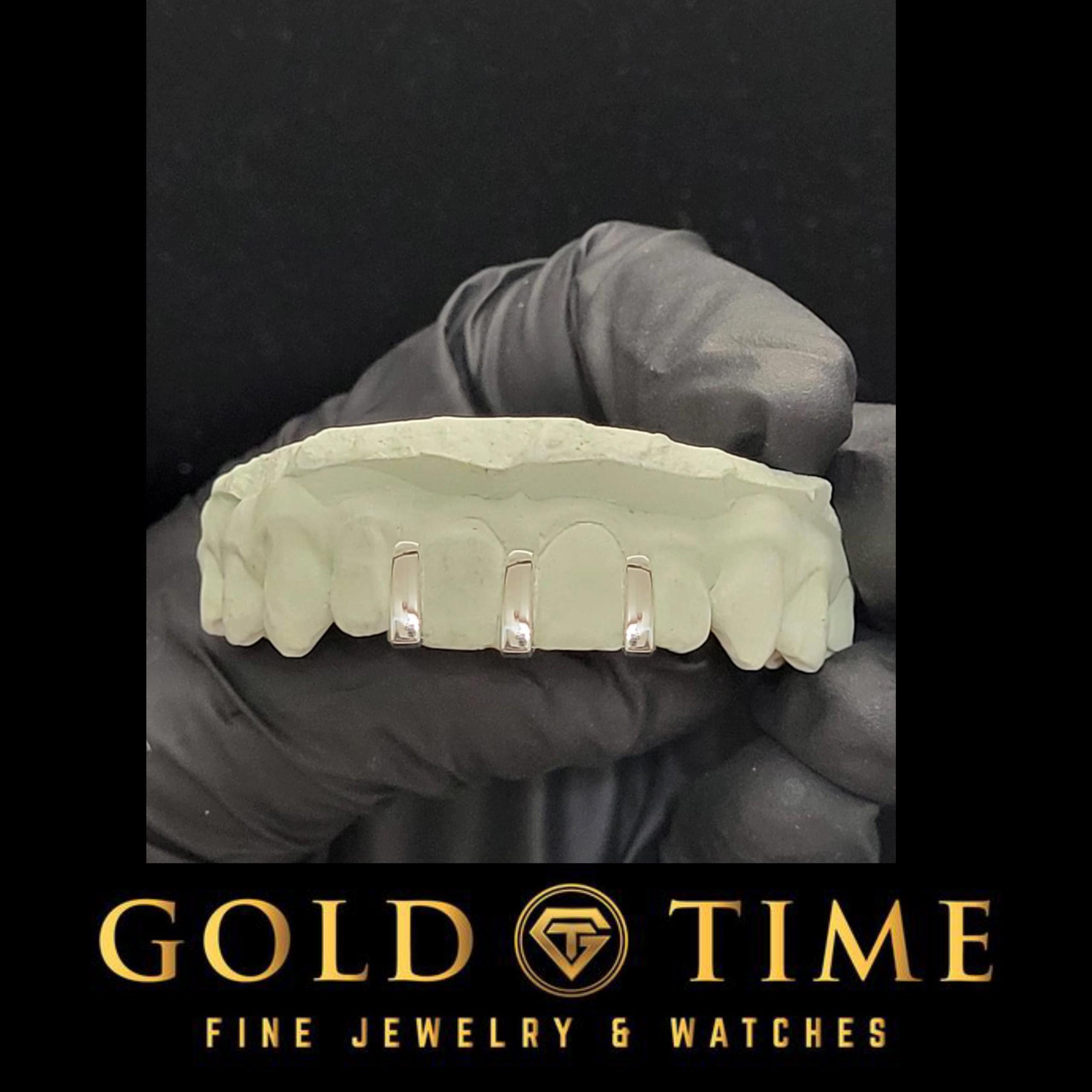 Custom Gap Bar Grillz  3 Gap Bar Gold or Silver Grillz | Made to Order Grillz with Free Impression Kit | Available in 10k, 14k, or Plated