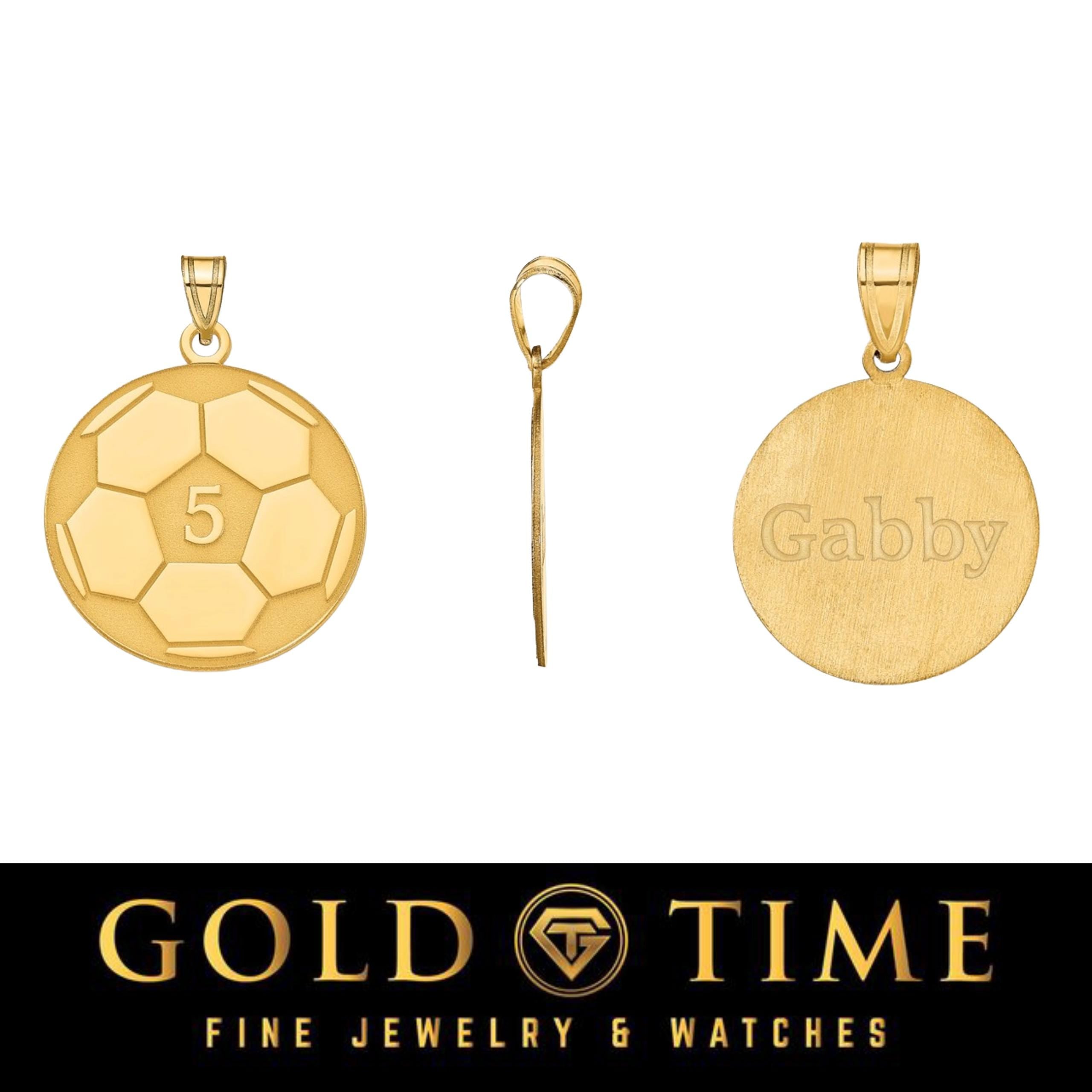 Personalized Soccer Number Pendant  Custom Engraved Name  Sterling Silver, Gold, or Rose Gold  Sports Jewelry for Athletes & Fans