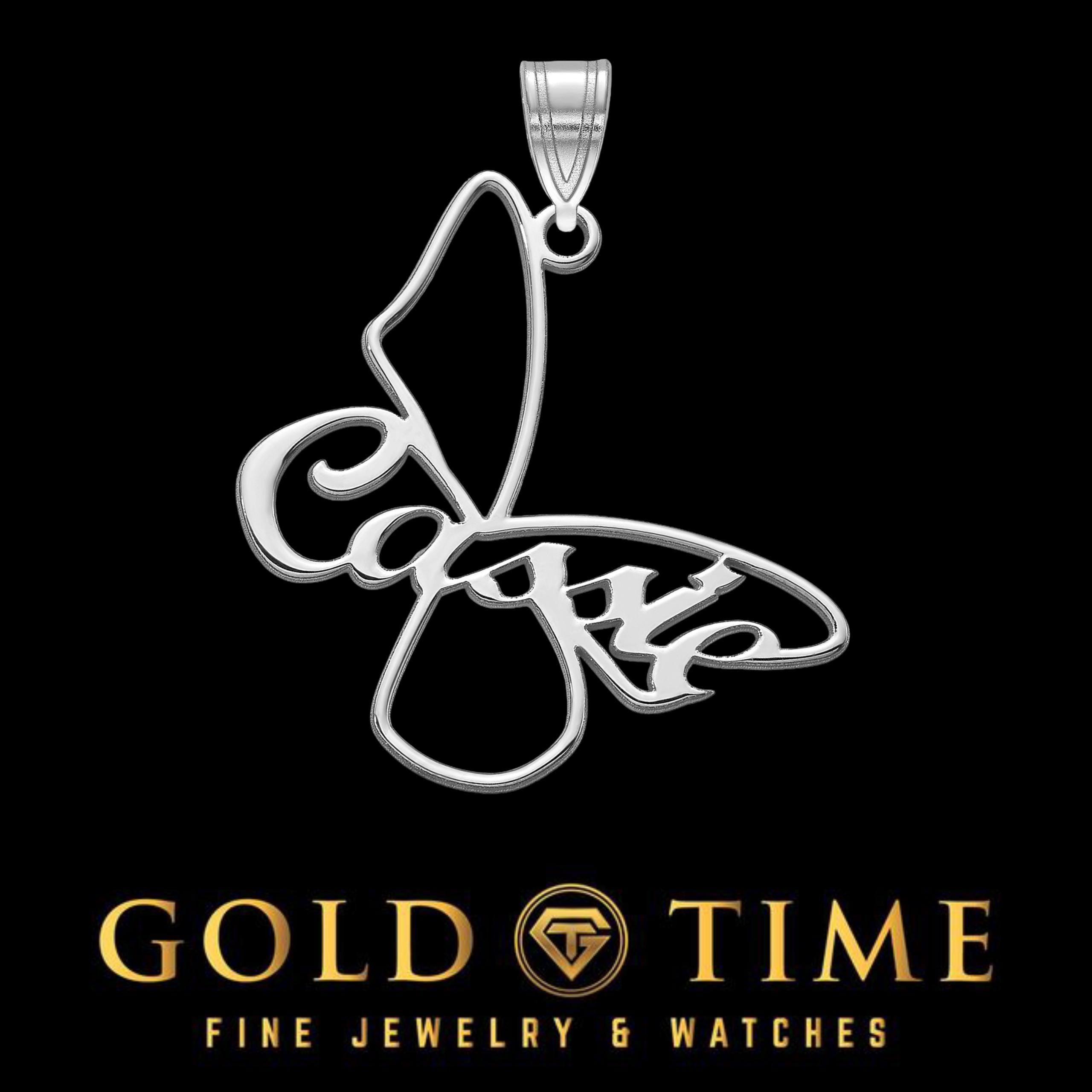 Custom Butterfly Name Pendant: Sterling Silver, Gold Plated, or Solid Gold