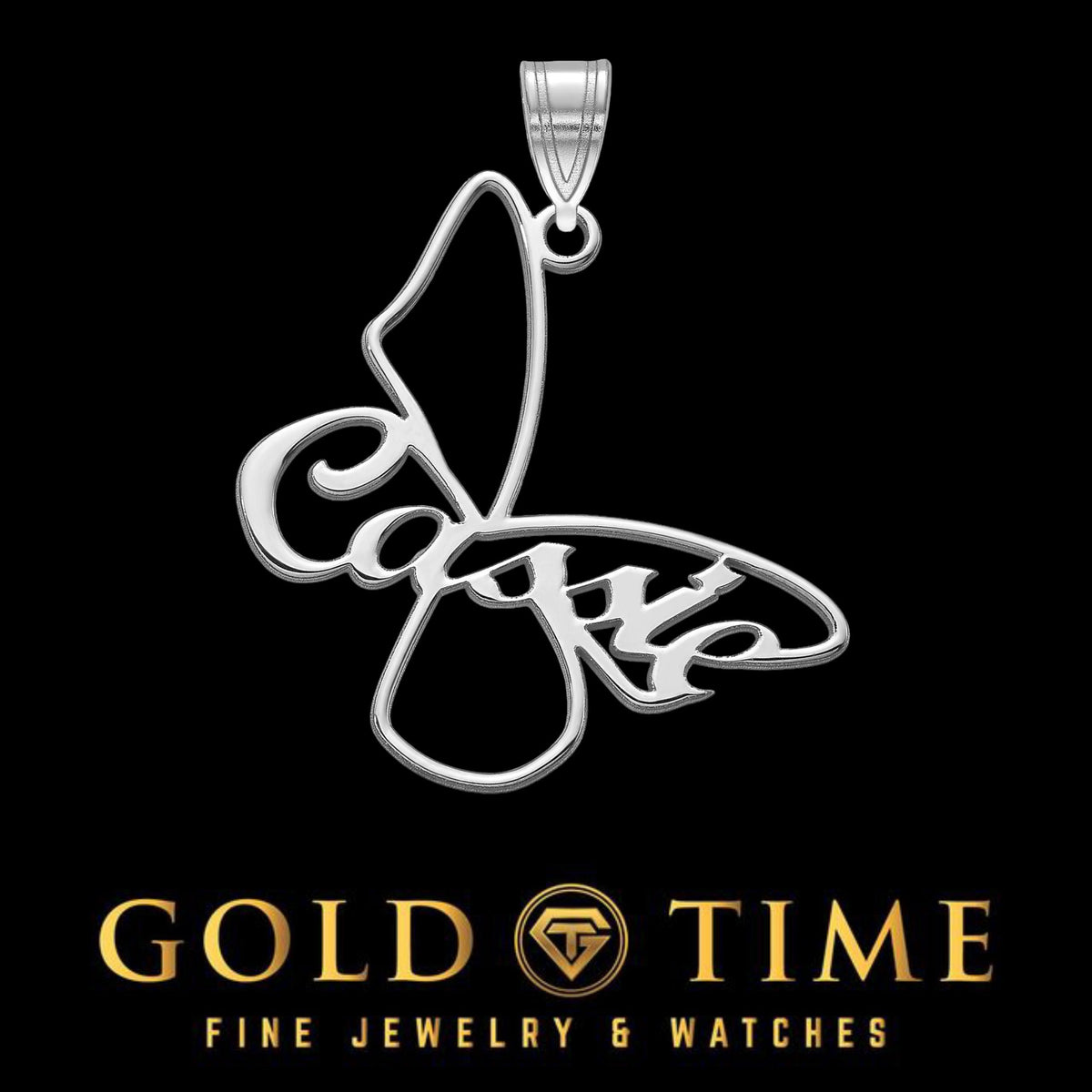 Custom Butterfly Name Pendant: Sterling Silver, Gold Plated, or Solid Gold