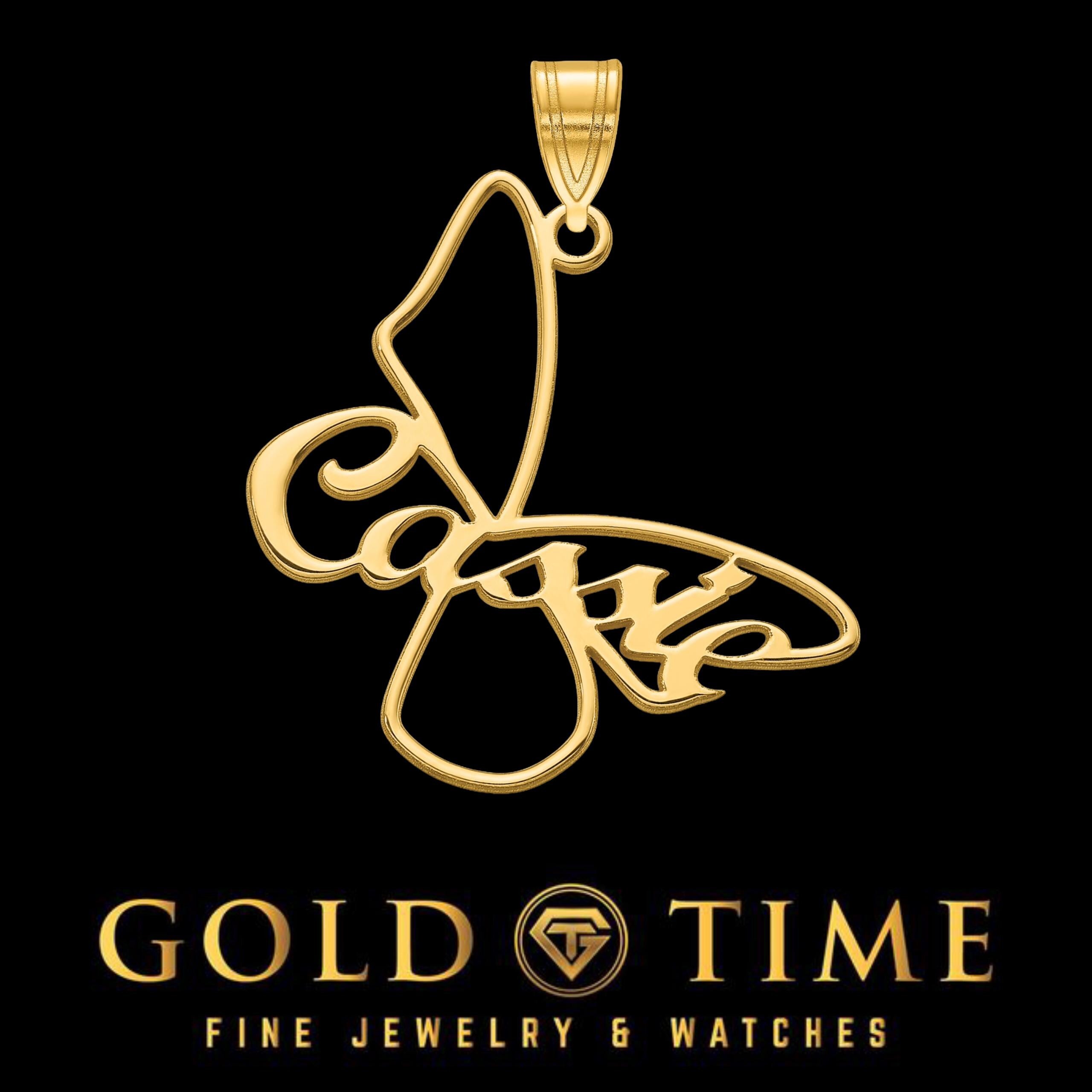 Custom Butterfly Name Pendant: Sterling Silver, Gold Plated, or Solid Gold