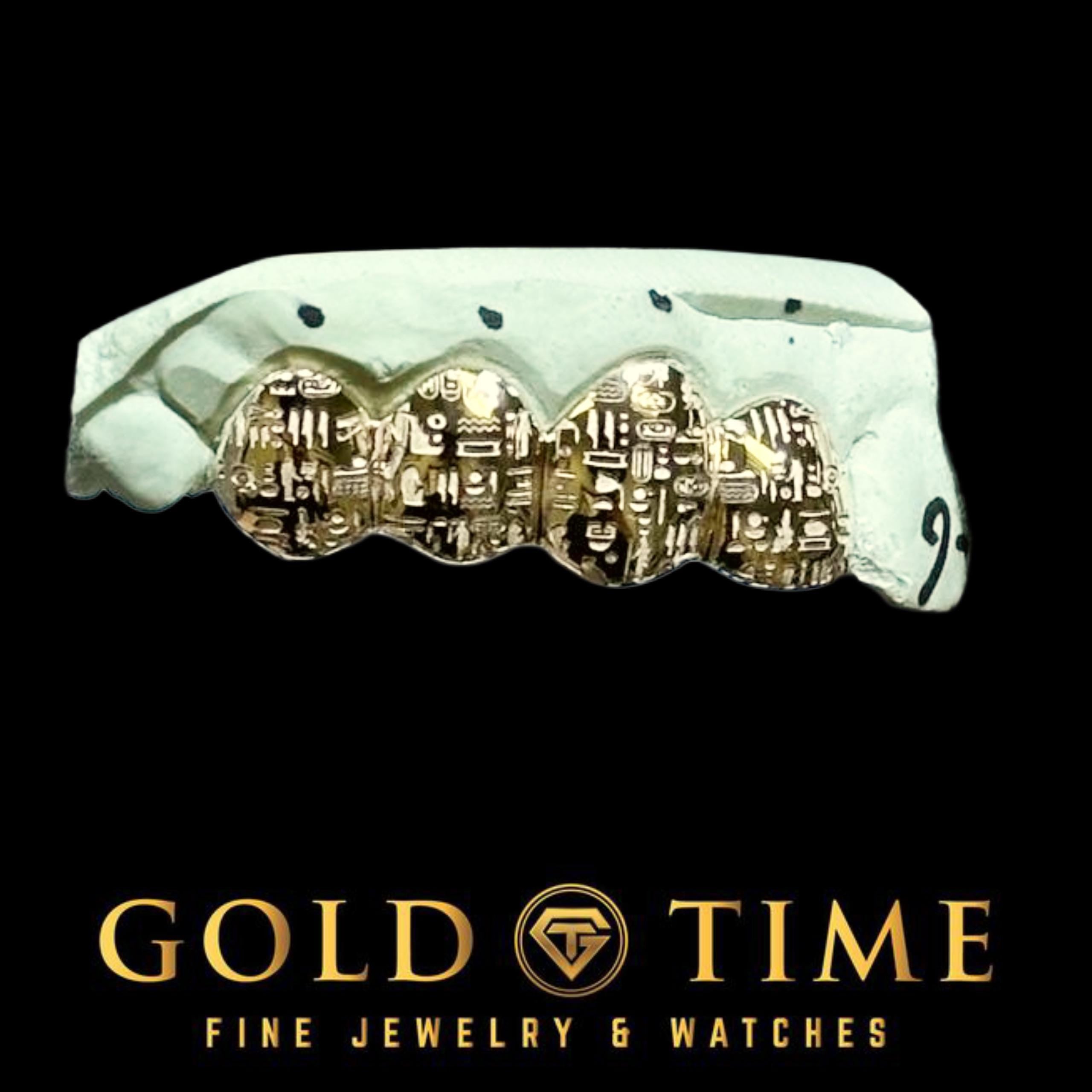 Custom 4-Piece Grillz with Laser Cut Hieroglyphics