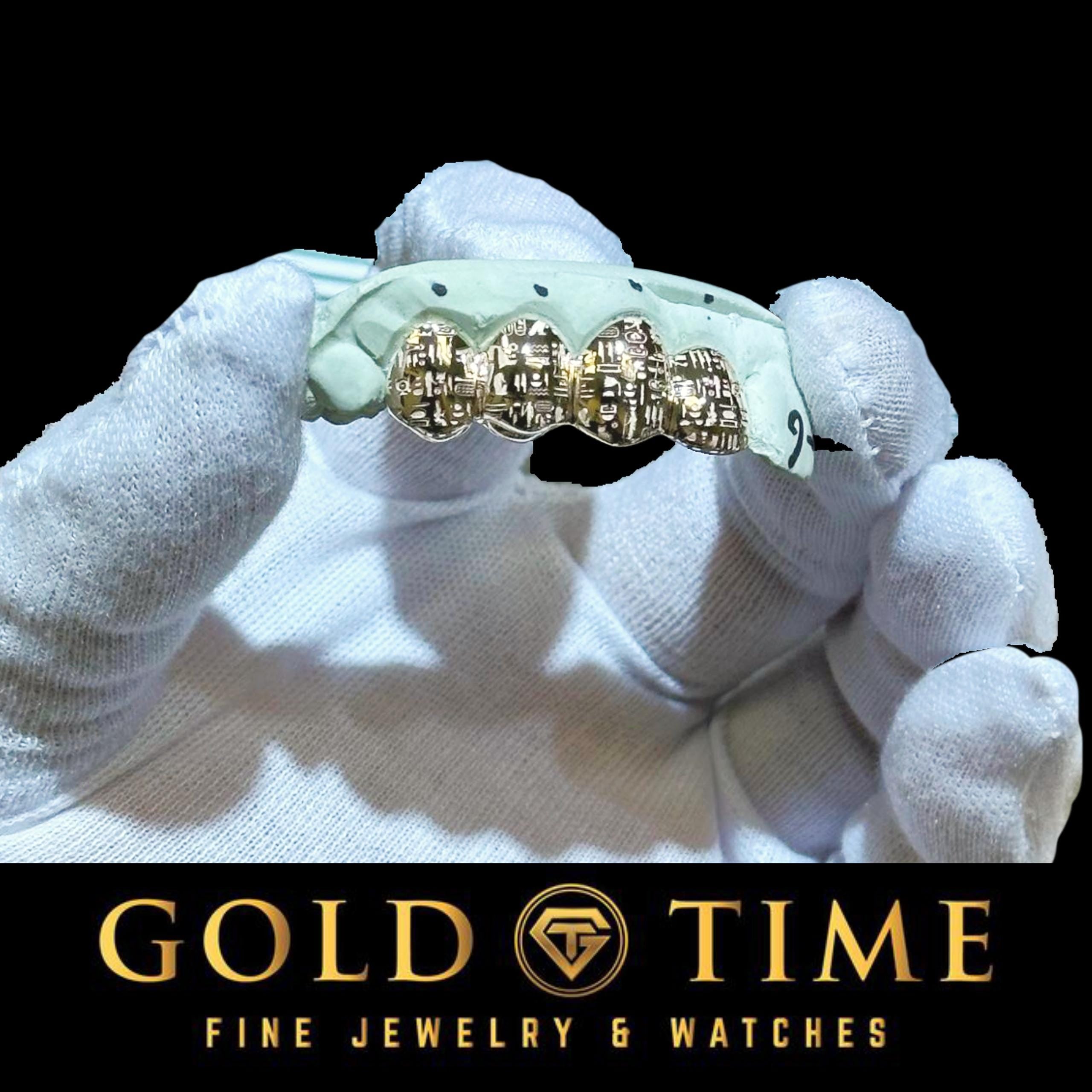 Custom 4-Piece Grillz with Laser Cut Hieroglyphics