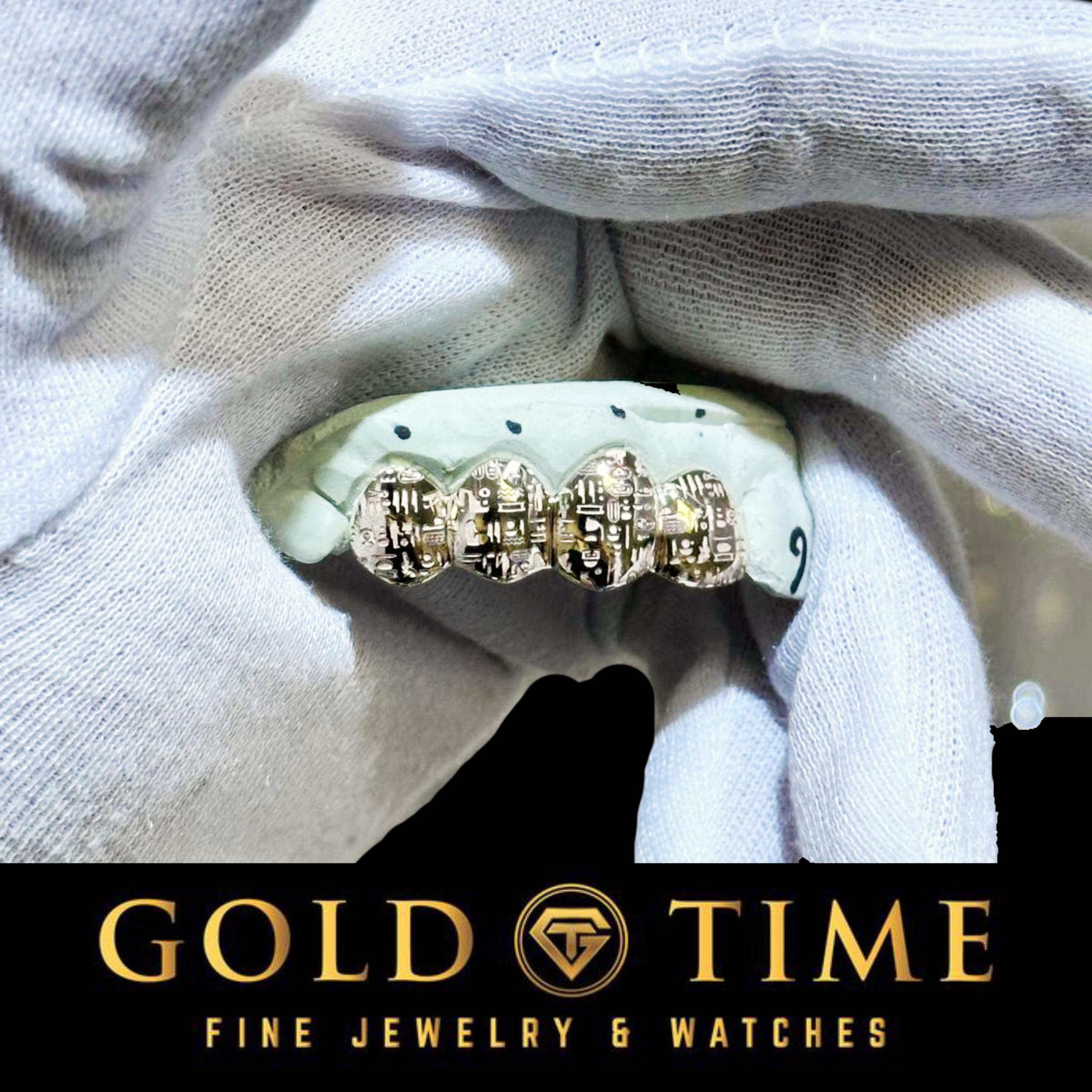 Custom 4-Piece Grillz with Laser Cut Hieroglyphics