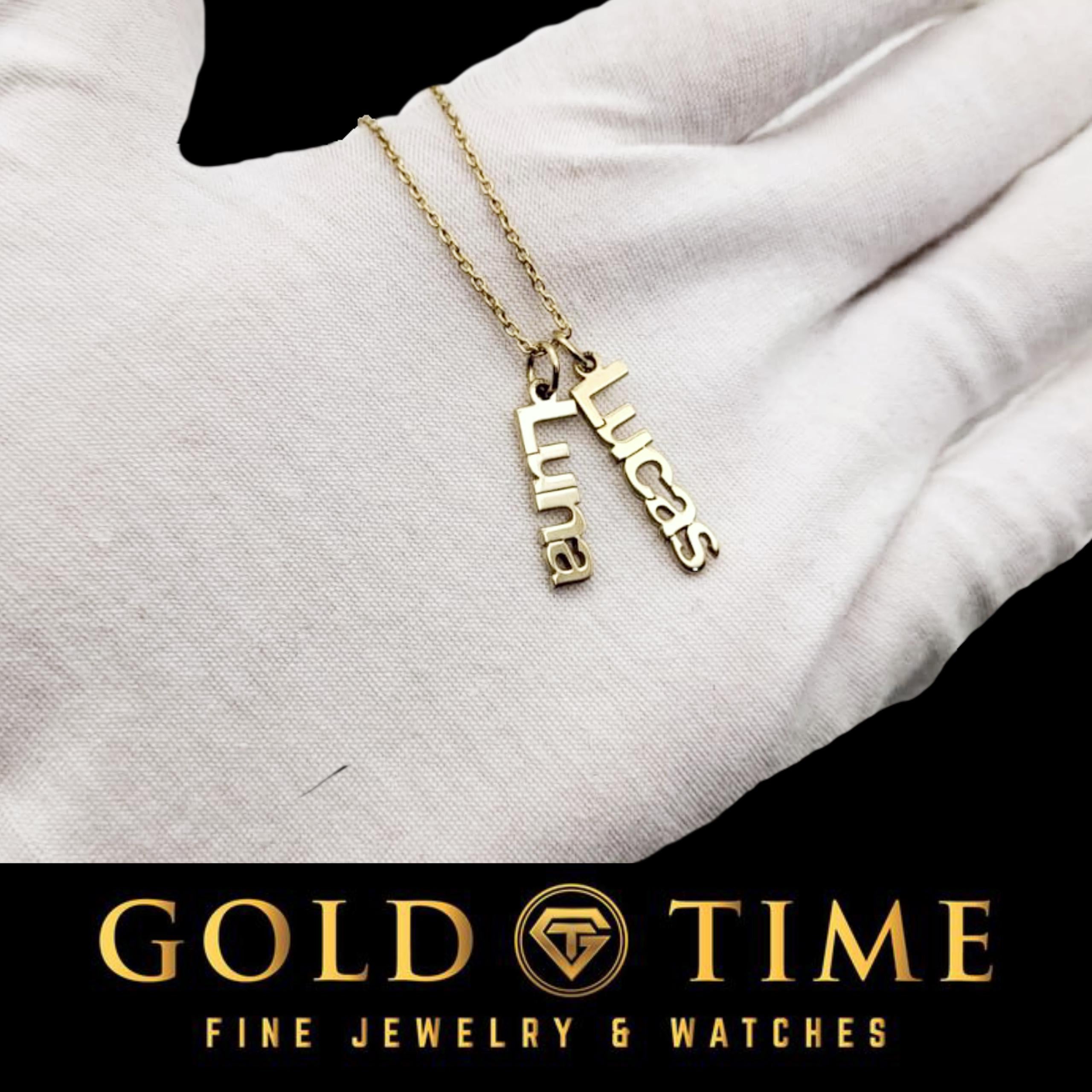 Custom Vertical Name Charm Necklace  Up to 5 Names, Gold or Silver, Personalized Jewelry Gift, Made to Order Nameplate Necklace