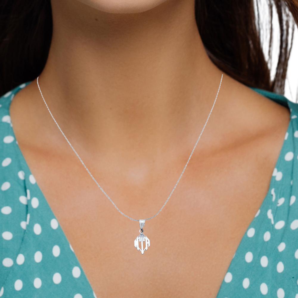 Custom Personalized Diamond Monogram Pendant  Sterling Silver or Solid Gold, 3 Initials