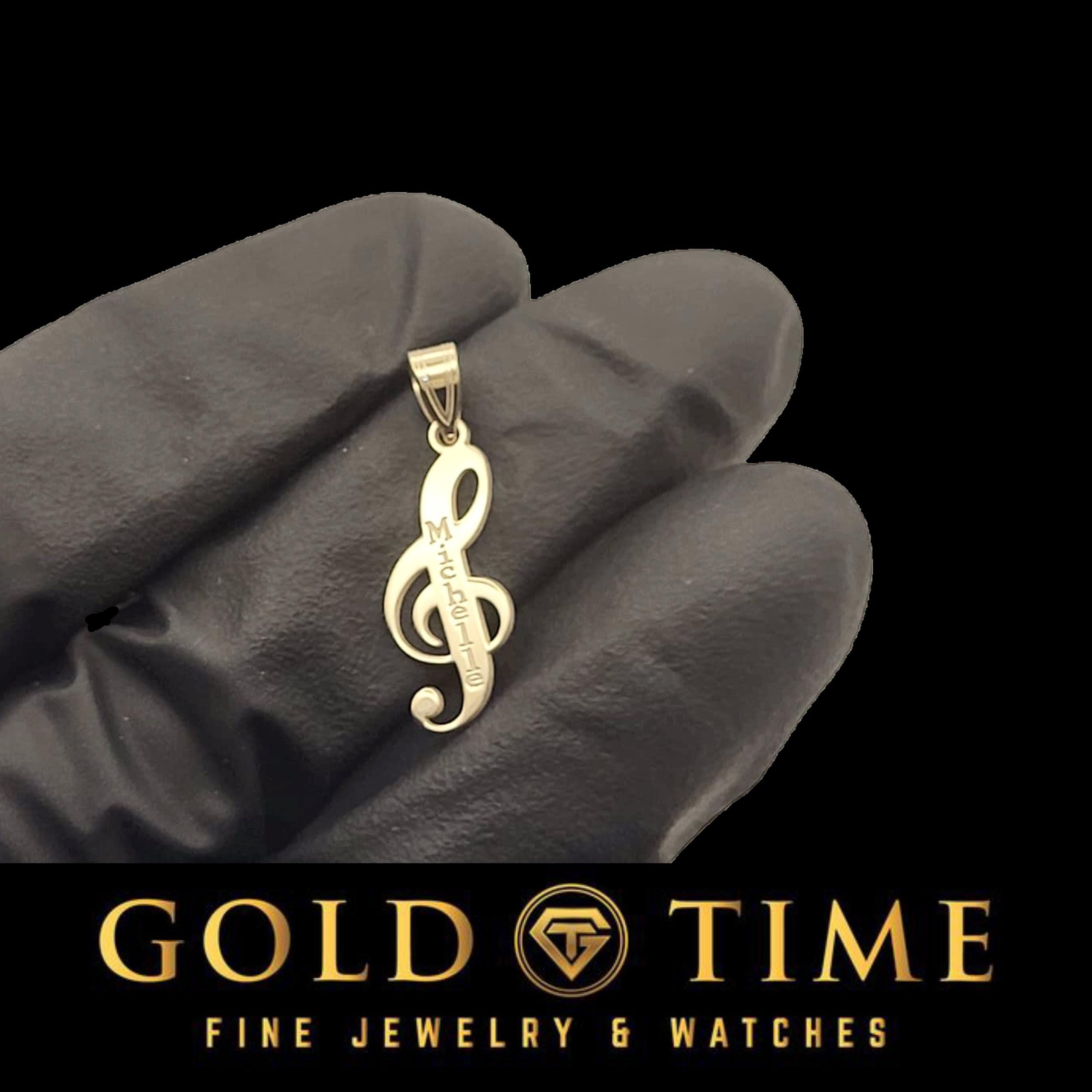 Personalized Treble Clef Necklace: Engraved Sterling Silver Music Pendant