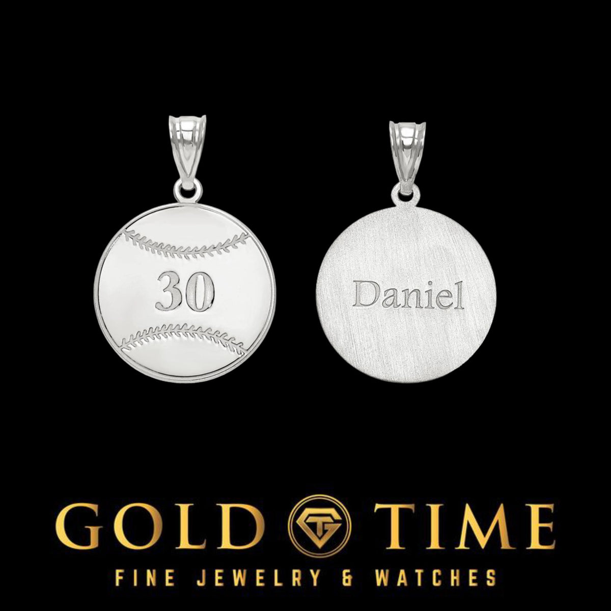 Custom Engraved Baseball Jersey Number and Name Pendant: Sterling Silver or Gold
