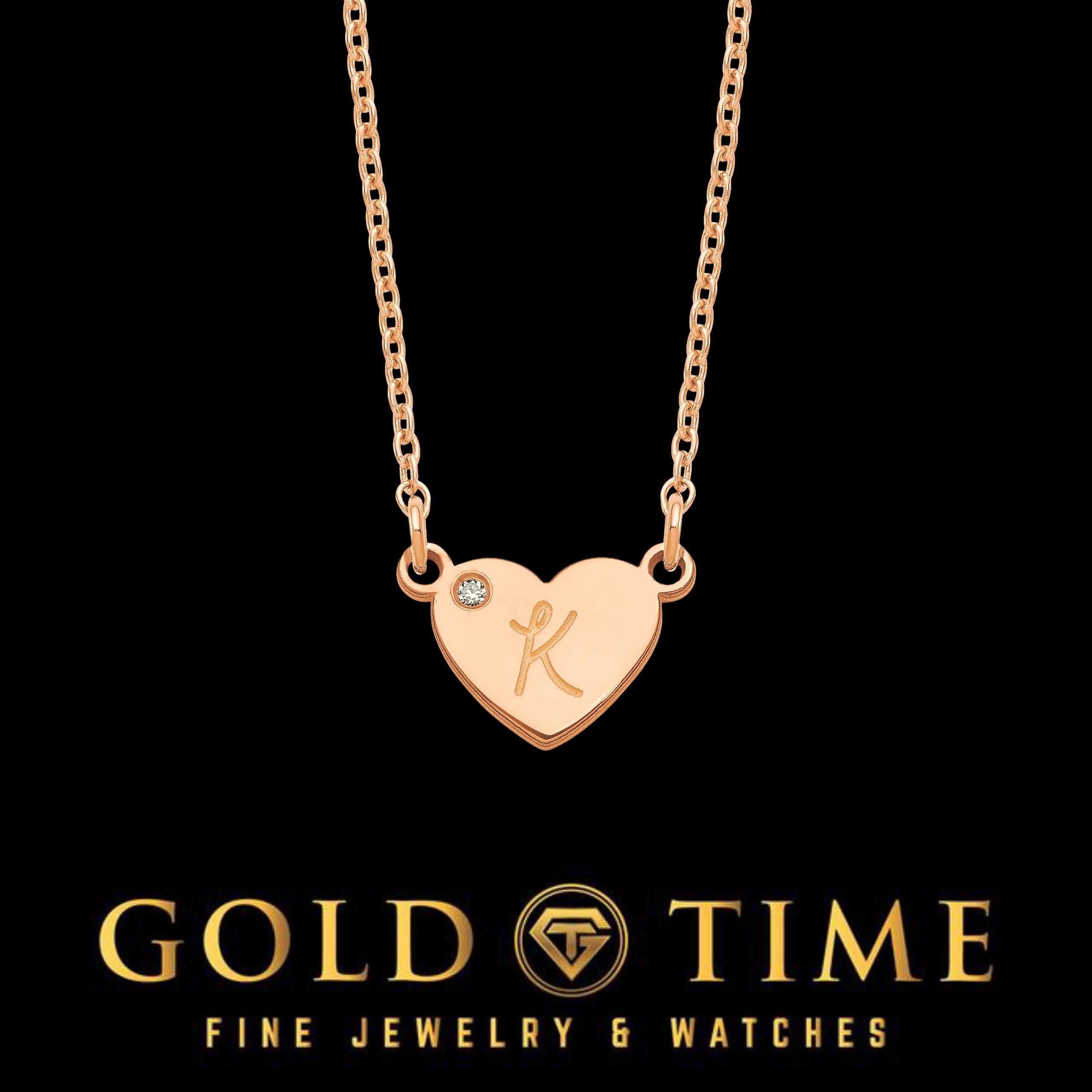 Custom Heart Initial Necklace with Diamond - Personalized Dainty Pendant - 18" Cable Chain - Sterling or Gold - Gift Box Included