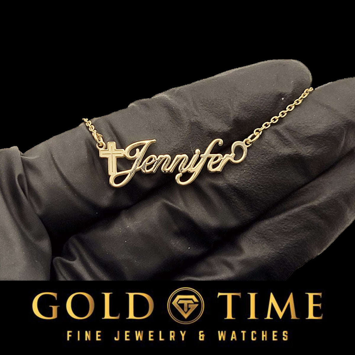 Custom Cross Luxe Script Name Necklace in Gold or Silver, Personalized Name Jewelry, Made to Order Faith Necklace, Christian Gift for Her