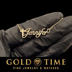 Custom Cross Luxe Script Name Necklace in Gold or Silver, Personalized Name Jewelry, Made to Order Faith Necklace, Christian Gift for Her