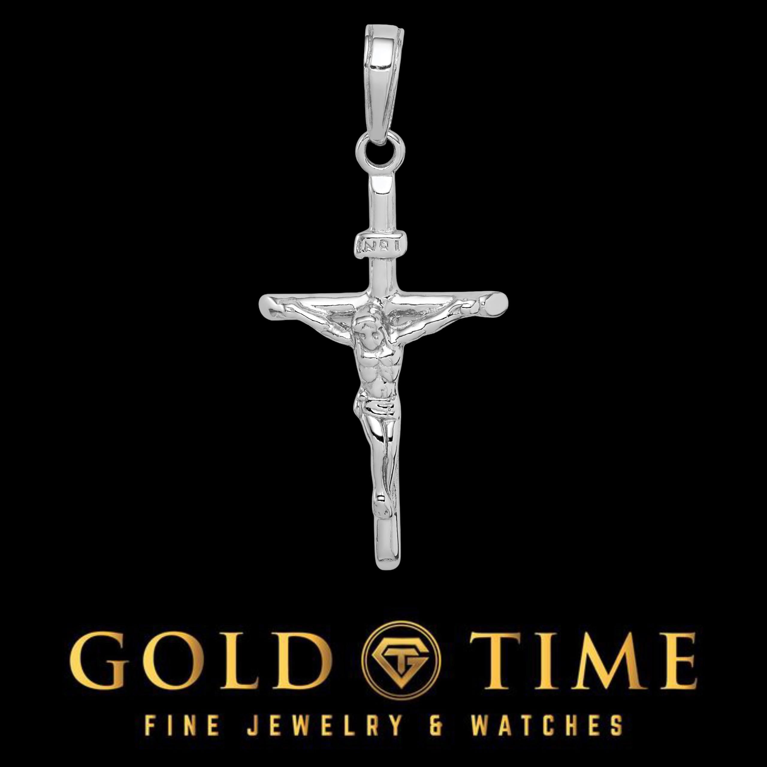 10K or 14K Gold Crucifix INRI Cross Pendant