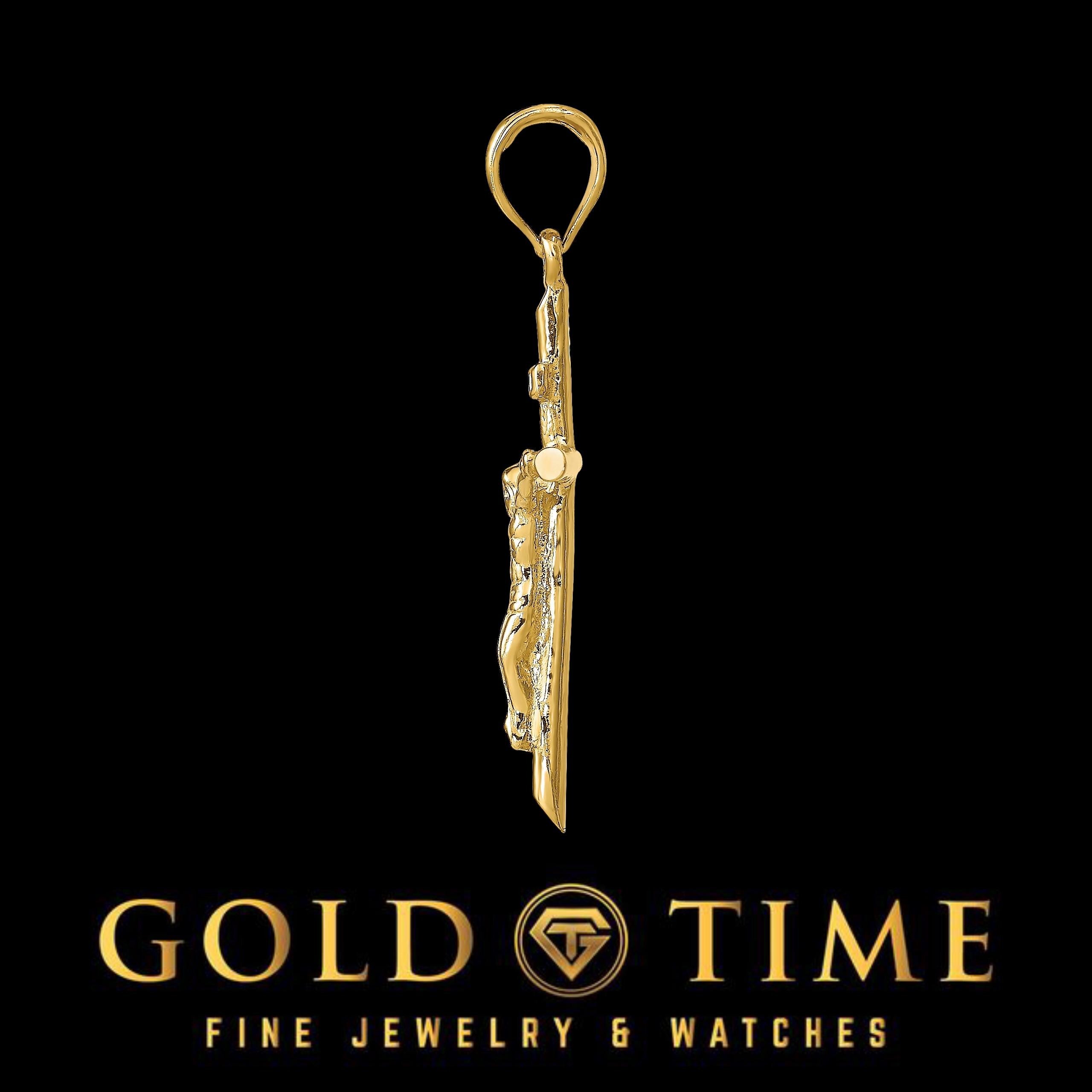 10K or 14K Gold Crucifix INRI Cross Pendant