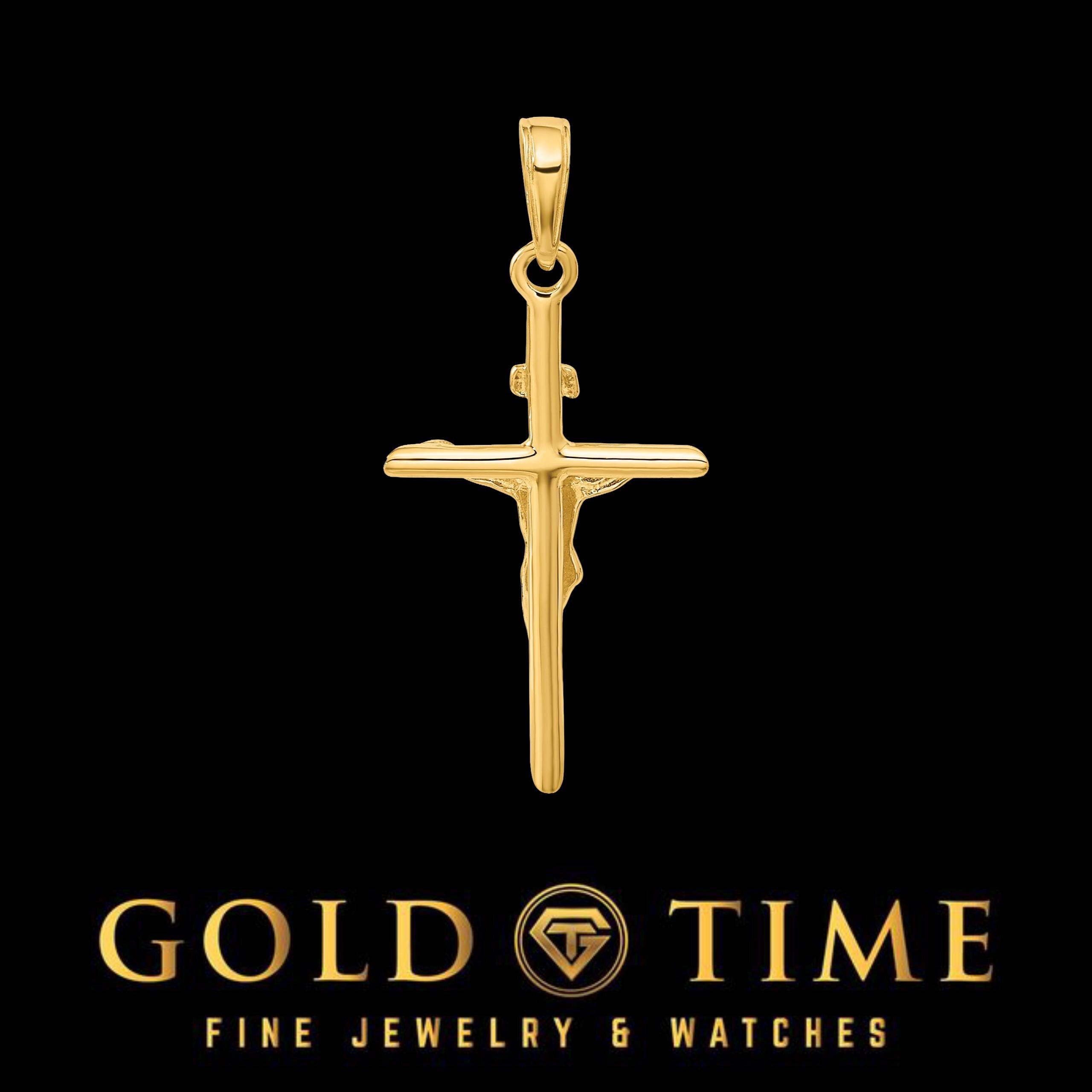 10K or 14K Gold Crucifix INRI Cross Pendant