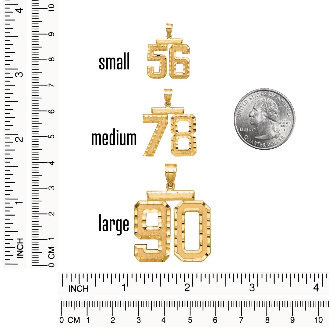 Custom Number Pendant in Silver, Diamond Cut Sports Jersey Charm, Personalized Jewelry Gift, Made to Order, 2 Digits