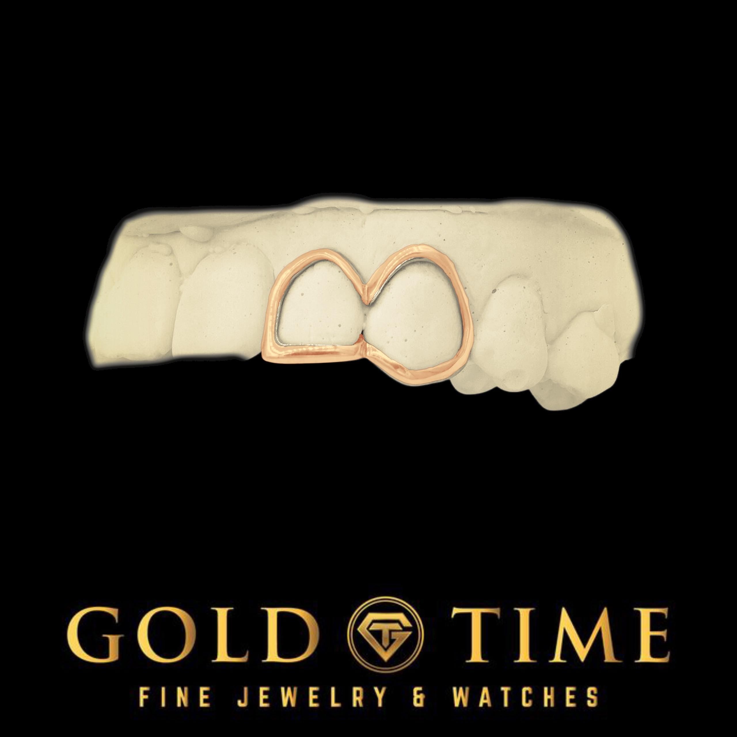 Custom 2-Piece Open Face Grillz with Impression Kit - Double Cap Minimalist Teeth Grill - Personalized Silver or Gold Grillz - Made to Order