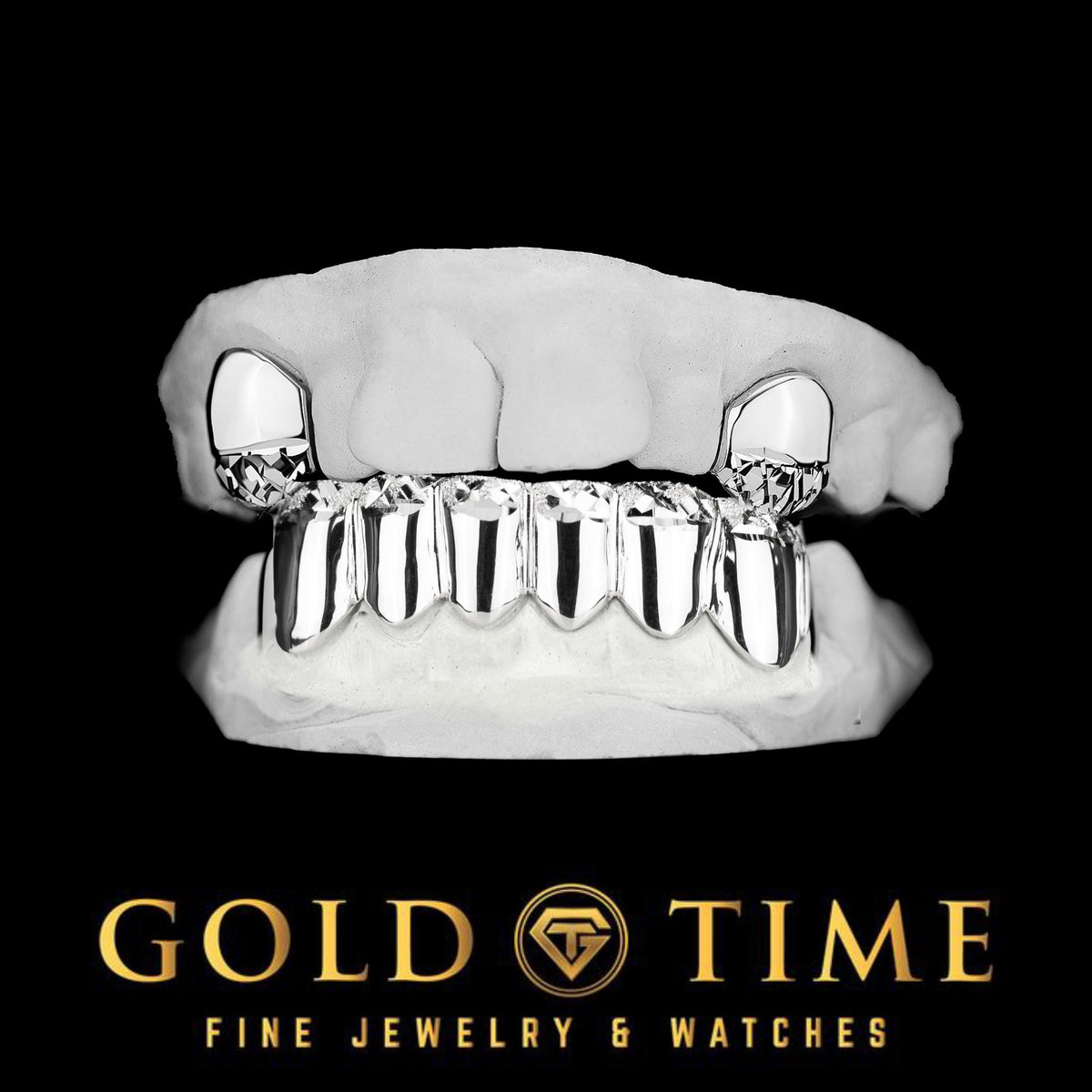 Custom 8-Piece Top & Bottom Grillz Set with Trillion Cut Tips