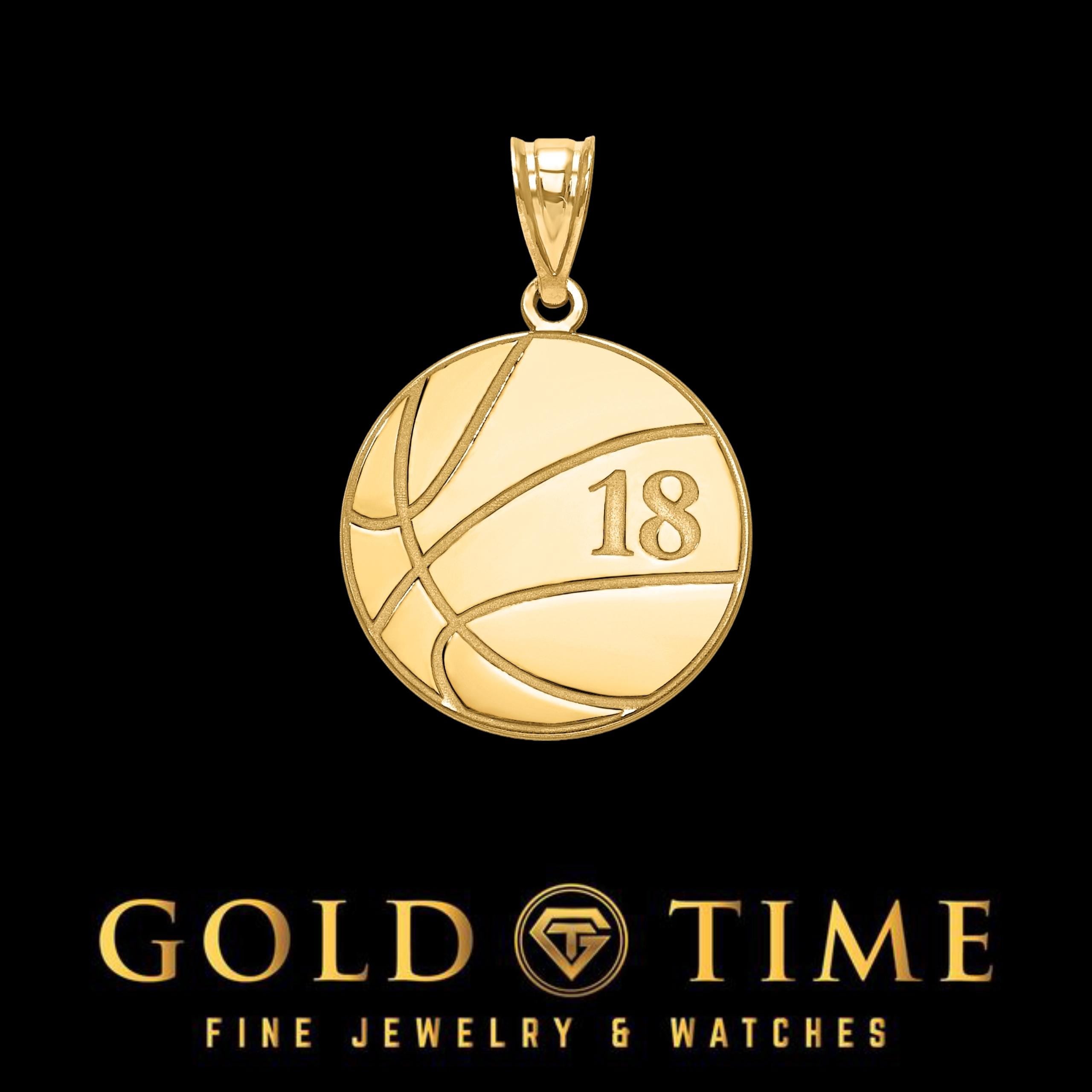 Personalized Basketball Number Pendant: Sterling Silver, Gold, or Rose Gold