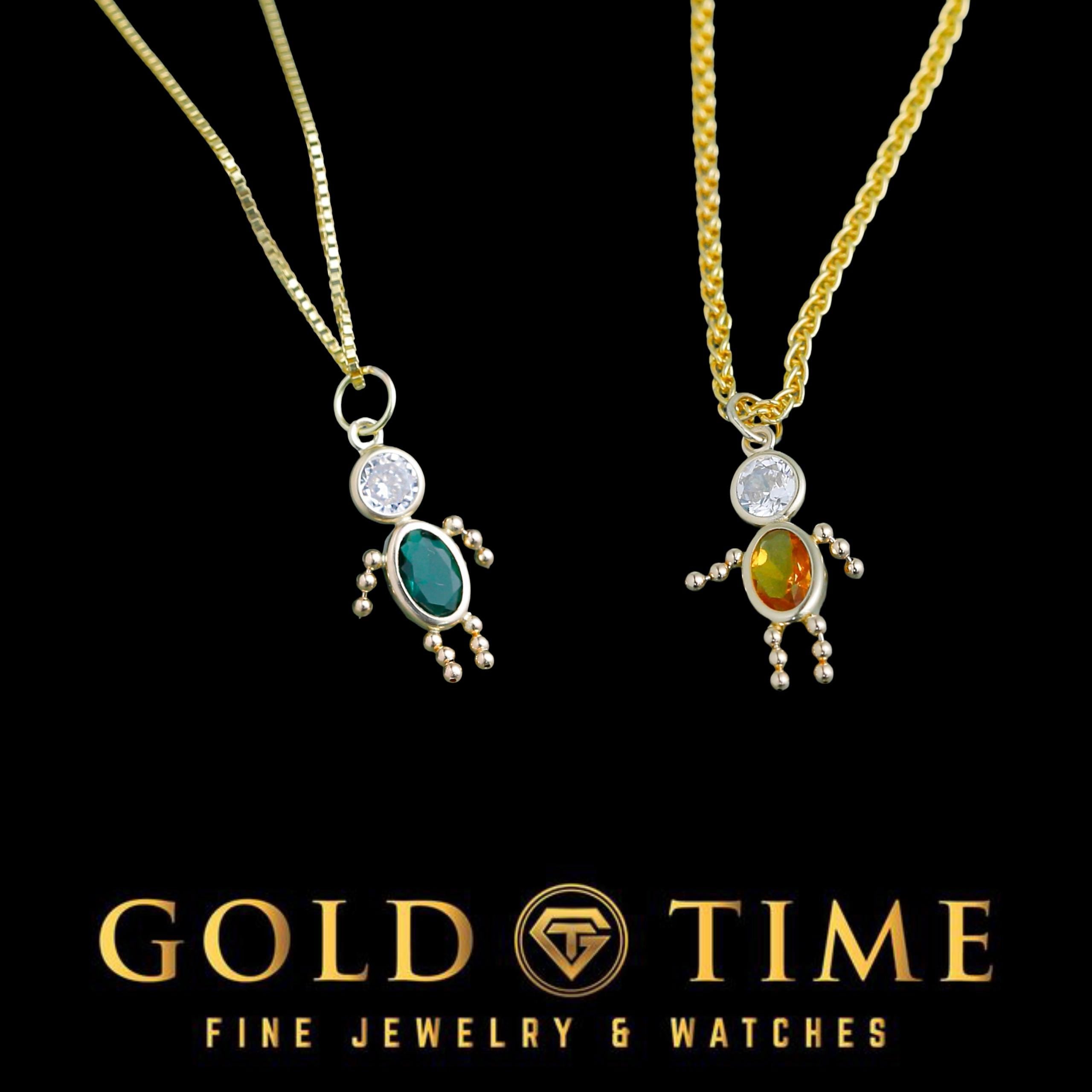 Boy Charm with Birthstone in 10k or 14k Yellow Gold  Customizable Dangling Pendant Gift  Necklace or Charm Only  Fast Shipping