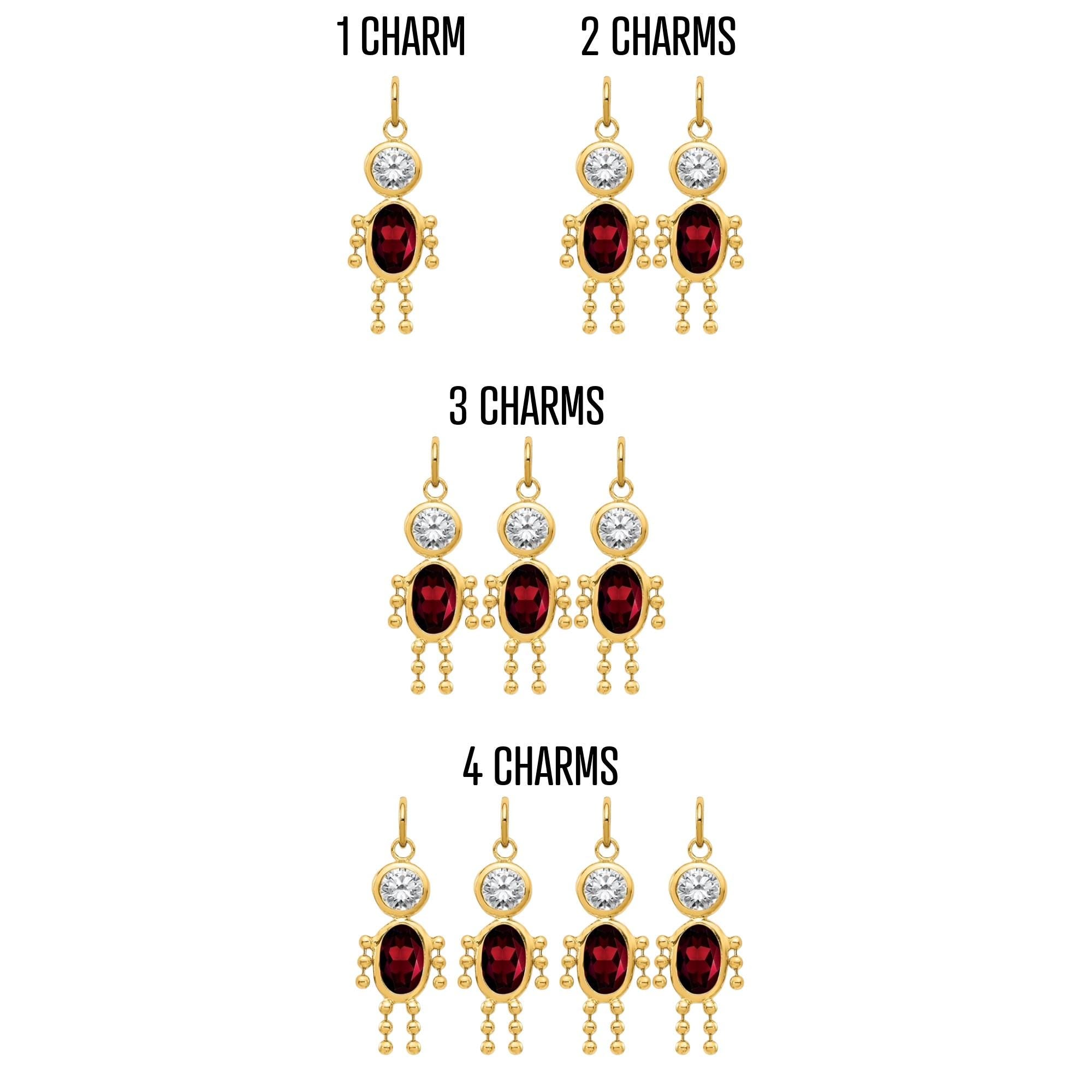 Boy Charm with Birthstone in 10k or 14k Yellow Gold  Customizable Dangling Pendant Gift  Necklace or Charm Only  Fast Shipping