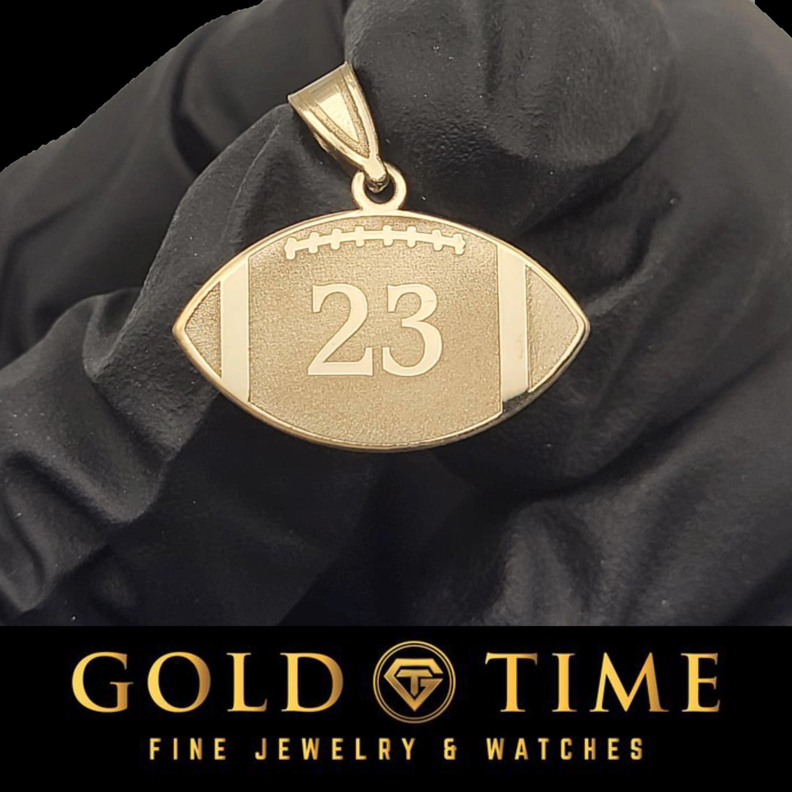 Custom Football Jersey Number Pendant  Personalized Sports Charm in Gold or Silver  Engraved Name Necklace for Athletes & Fans