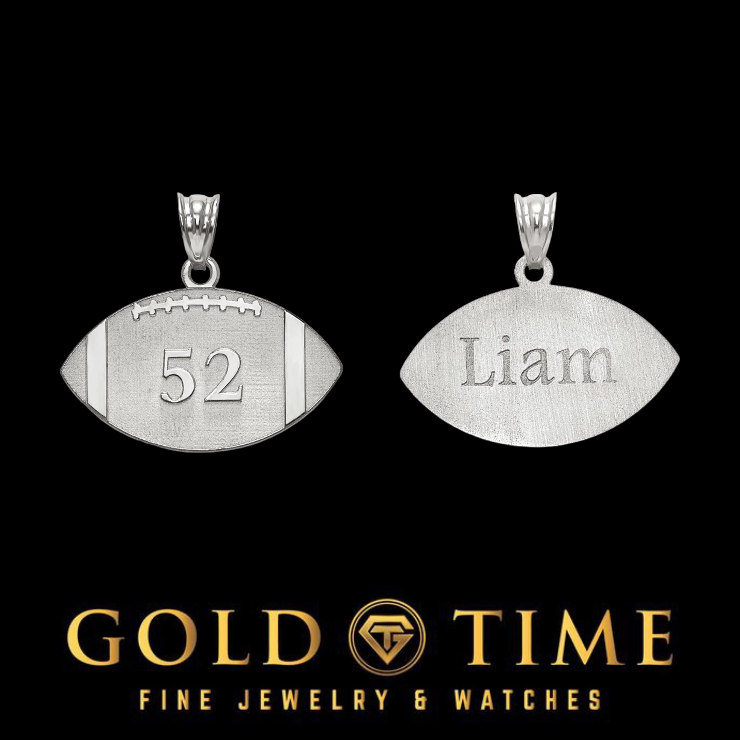 Custom Football Jersey Number Pendant  Personalized Sports Charm in Gold or Silver  Engraved Name Necklace for Athletes & Fans