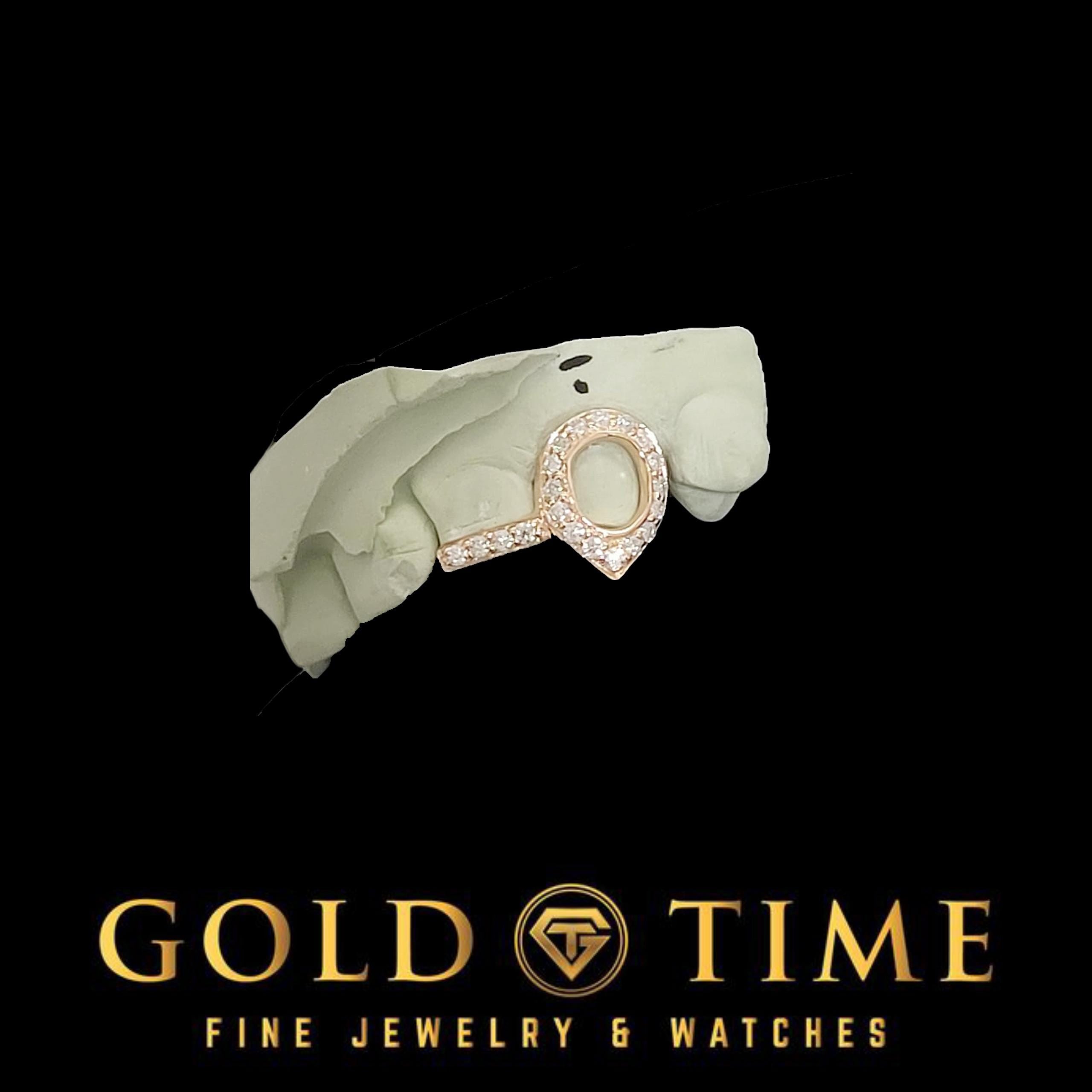 Custom Moissanite Double Cap Grillz: Iced Canine Fang & Tip - Gold or Silver