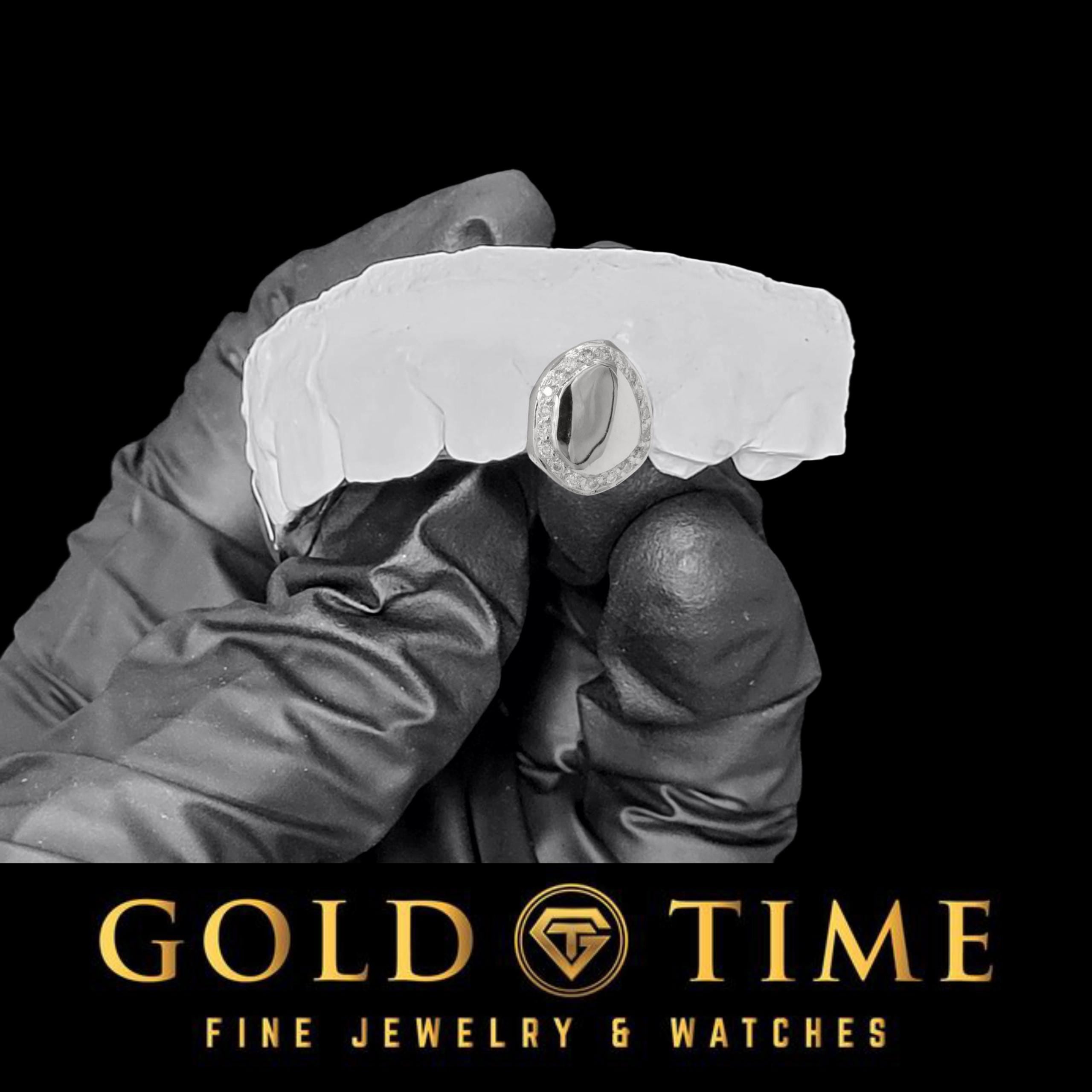 Custom Solid Gold Grill: Handmade Moissanite Border, Includes Mold Kit