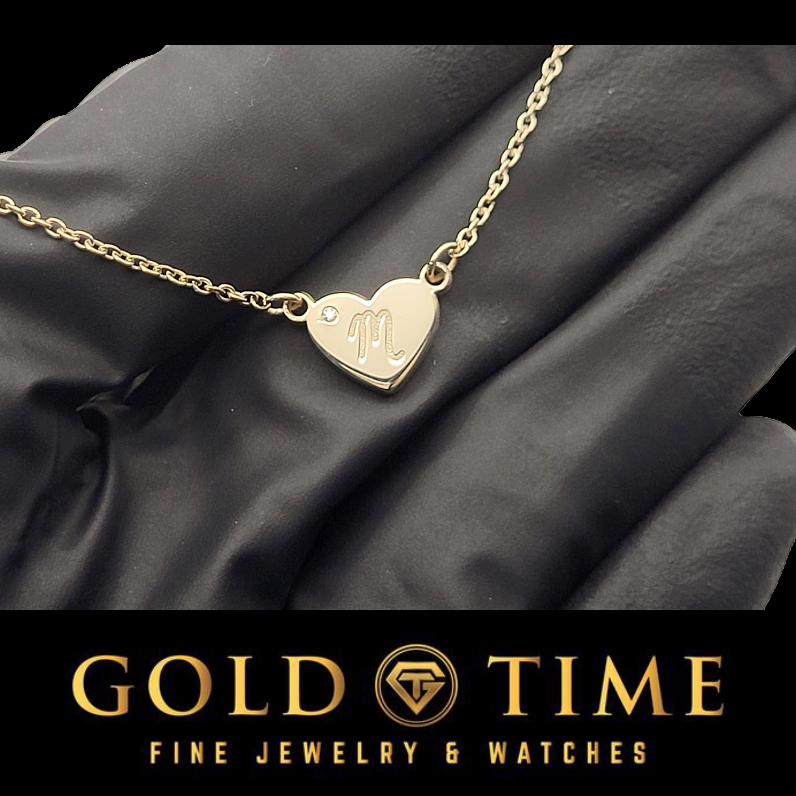 Custom Heart Initial Necklace with Diamond - Personalized Dainty Pendant - 18" Cable Chain - Sterling or Gold - Gift Box Included