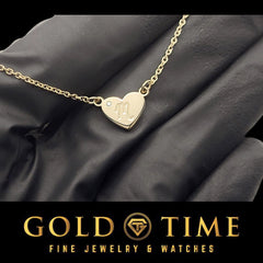 Custom Heart Initial Necklace with Diamond - Personalized Dainty Pendant - 18" Cable Chain - Sterling or Gold - Gift Box Included