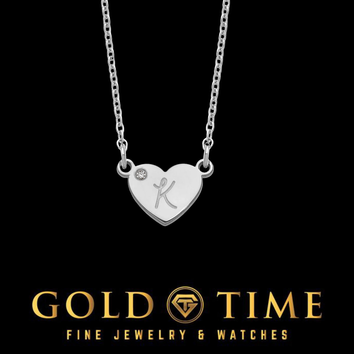 Custom Heart Initial Necklace with Diamond - Personalized Dainty Pendant - 18" Cable Chain - Sterling or Gold - Gift Box Included