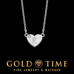 Custom Heart Initial Necklace with Diamond - Personalized Dainty Pendant - 18" Cable Chain - Sterling or Gold - Gift Box Included